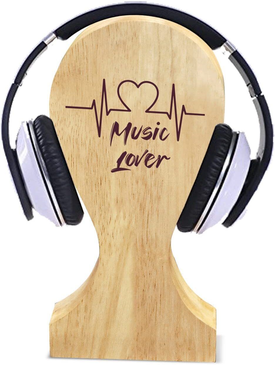 graphicalmela Wooden Headphone Stand for Desk, Music Lover Design Headphone Stand-image-13