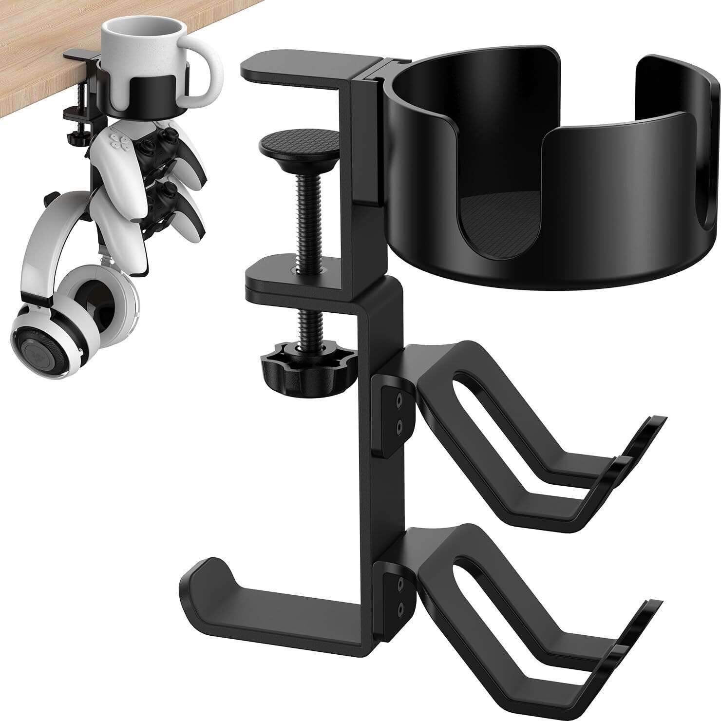 OIVO INDIA 3 in 1 360 Degree Rotation Multipurpose Cup Headset Gaming Under Desk Mount Headphone Stand-picture-38
