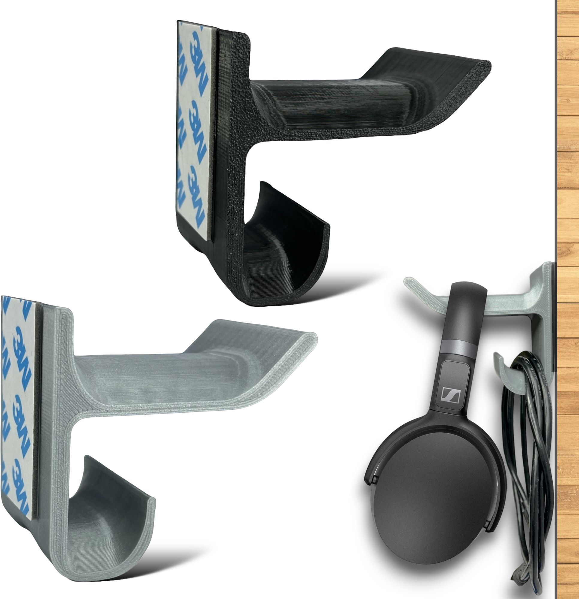 SRS Table & Wall Mount Stick-ON Adhesive Headphone Stand