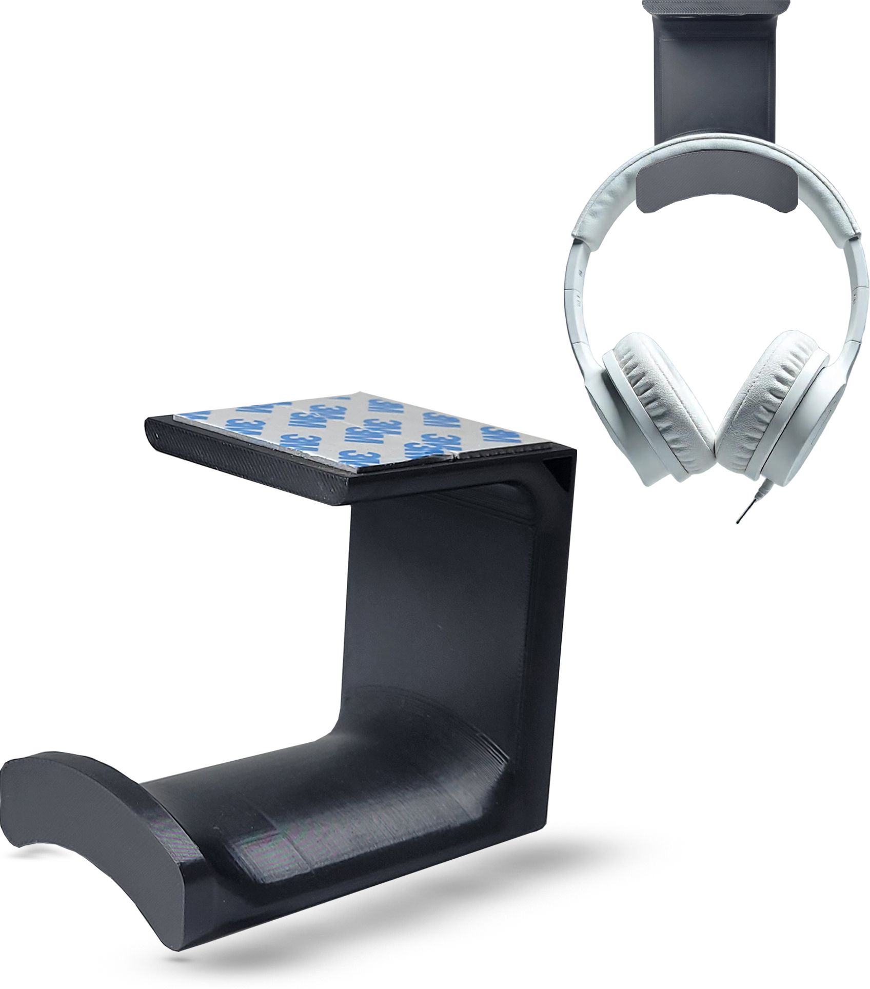 ABC Headphone Holder Stand, Self Adhesive Headphone Holder, Under desk hook Headphone Stand-image-5