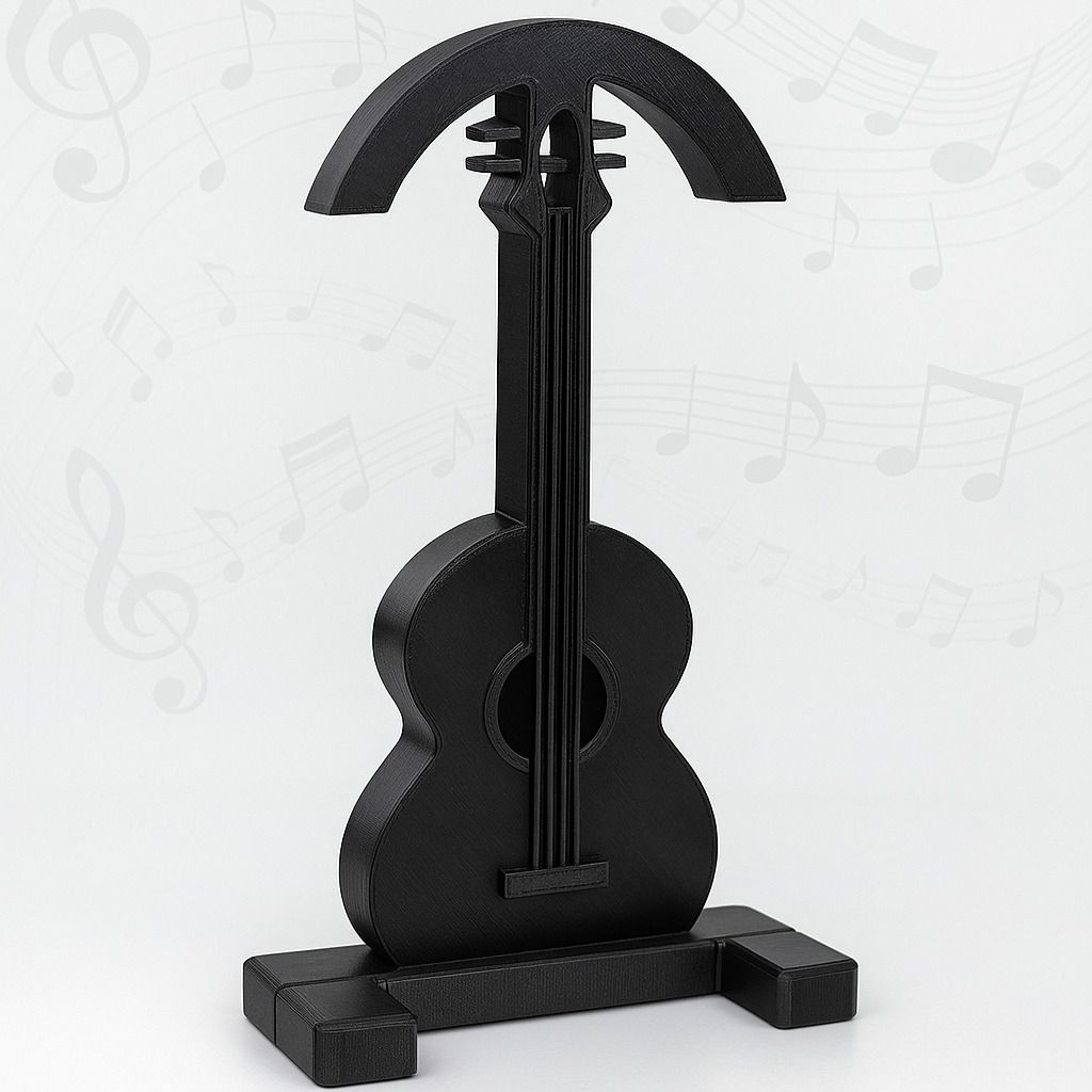 CUBIX3D Guitar Headphone Stand | Black Gaming Headset Holder Desk Organizer Headphone Stand