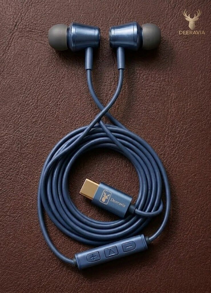 Type-C Earphone|ENC Mic| Premium Earphone| Magnetized Buds pro Phantom Blue Wired Headset-image-26