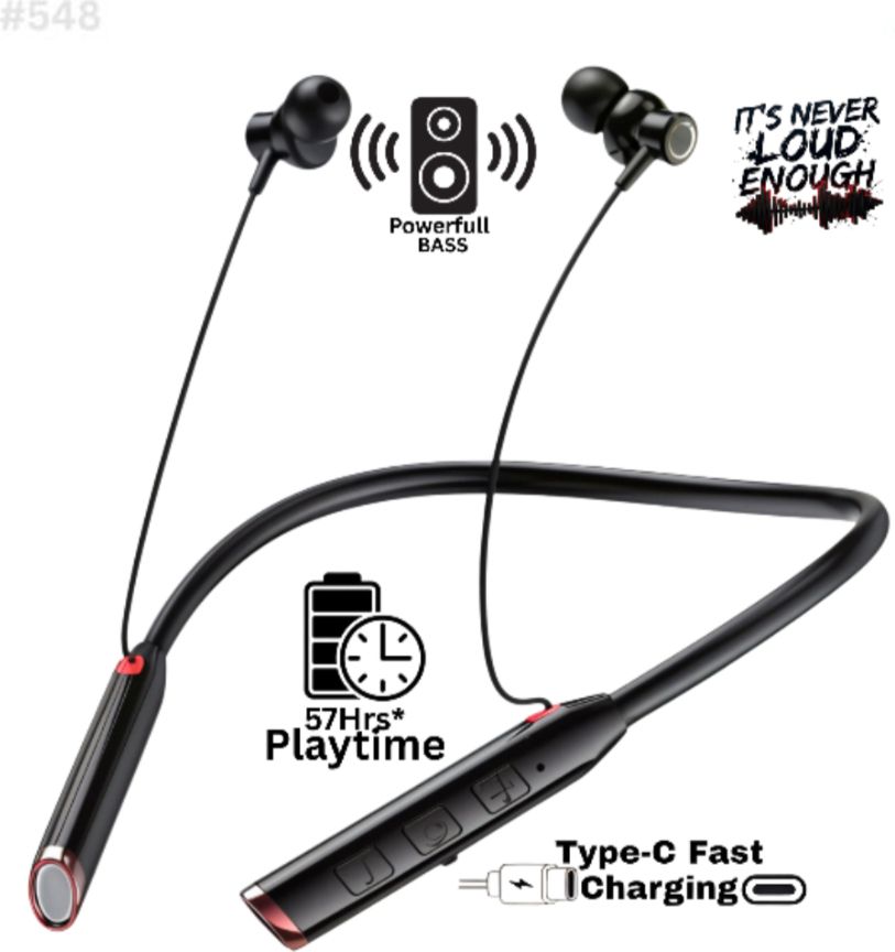 Romeo Bluetooth Neckband 57Hrs Playtime, Job Person, Super Bass, Vibration_BJY Bluetooth & Wired Headset-image-20