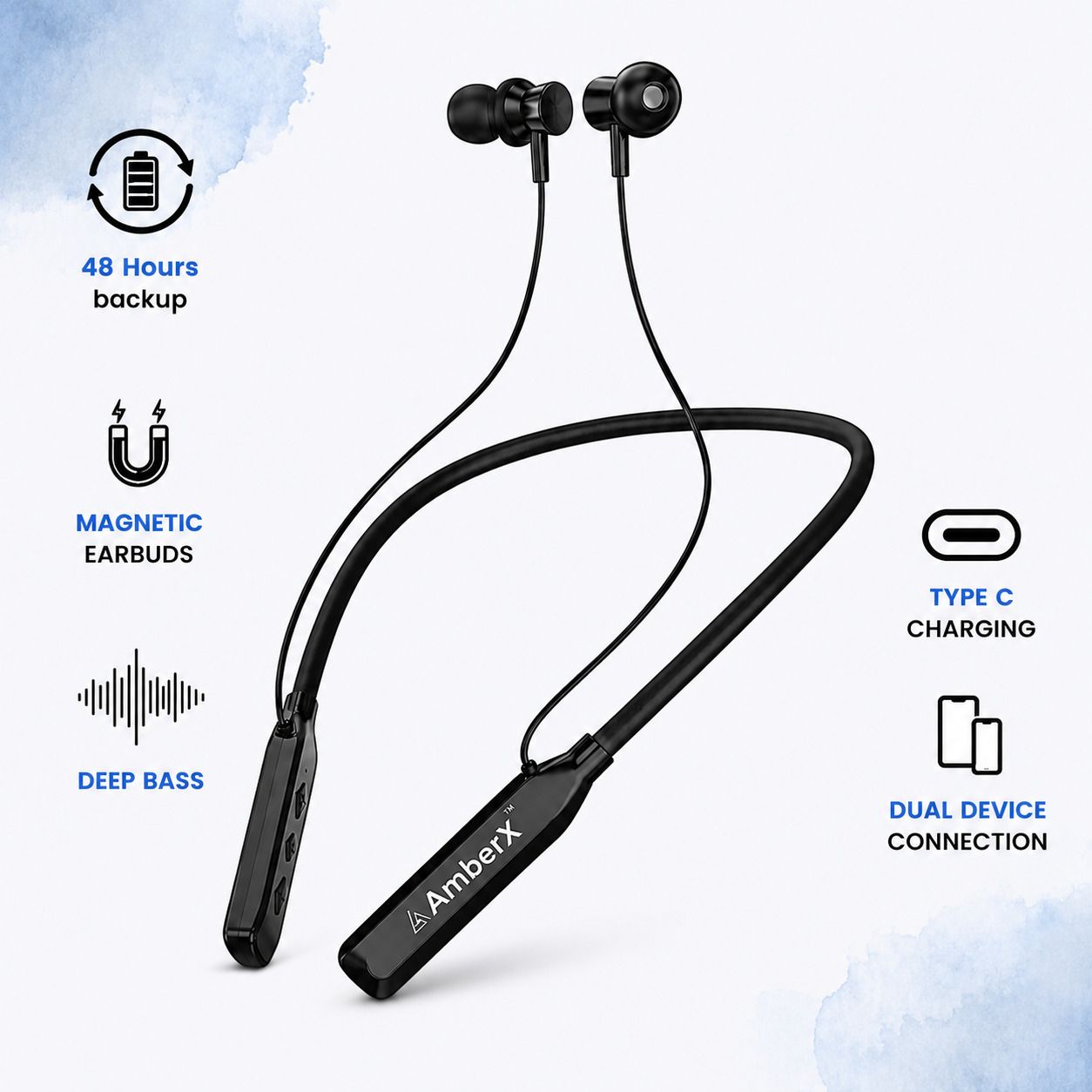 Bluetooth Neckband Deep Bass 48Hr Bluetooth Headset-image-27