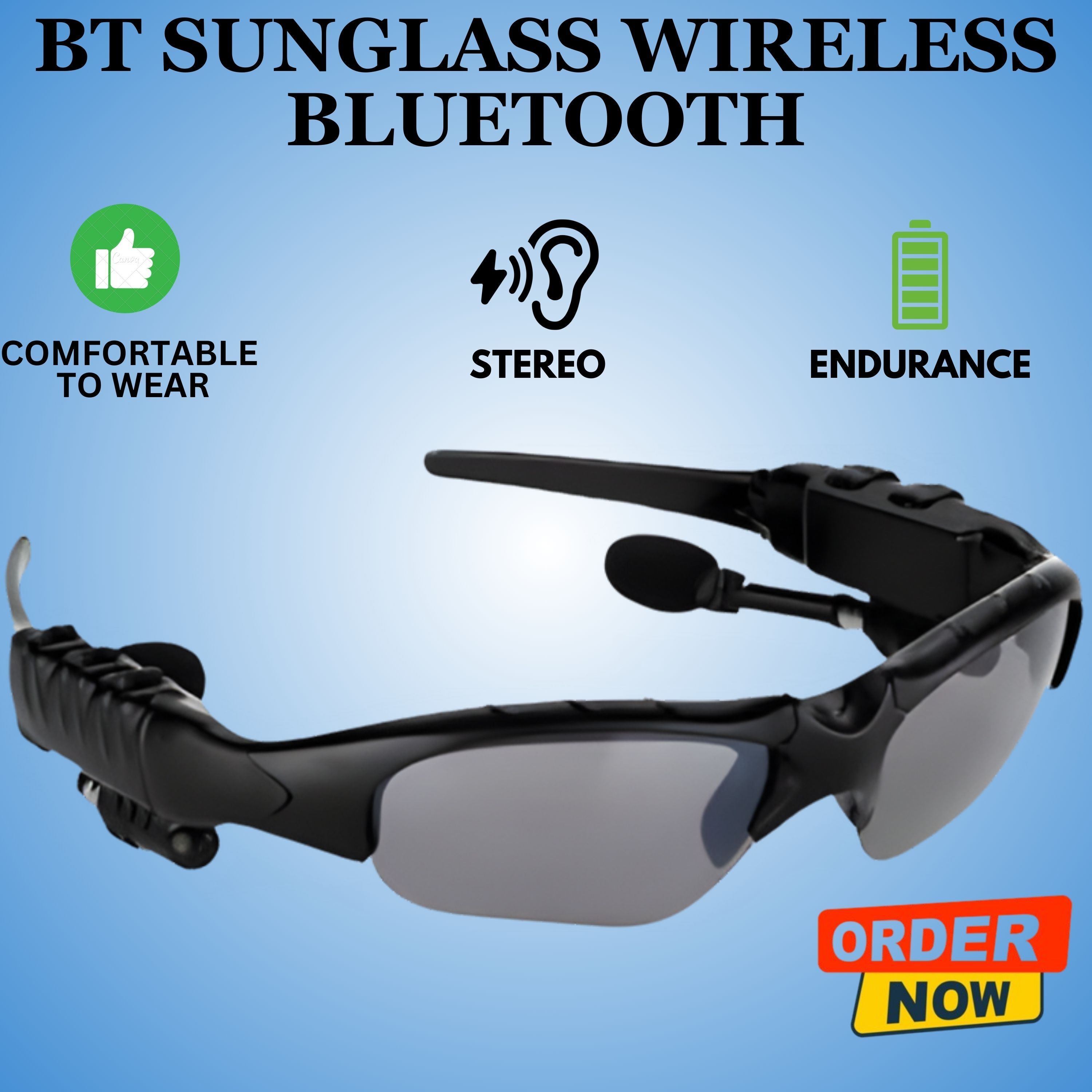 YAROH Bluetooth headset supported sunglass with mic for continuous dynamic MusicR414