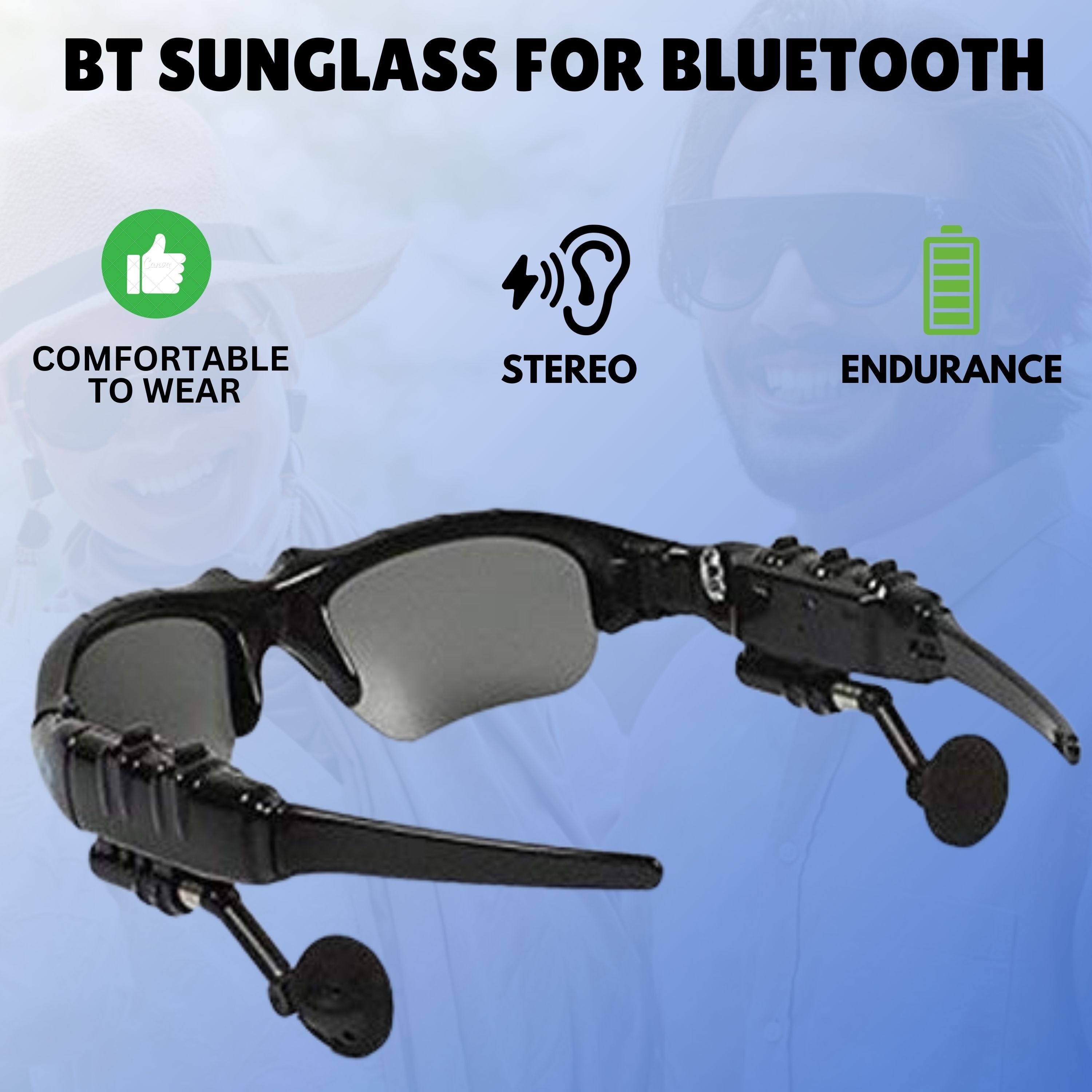 YAROH Bluetooth headset supported sunglass with mic for continuous dynamic MusicB1