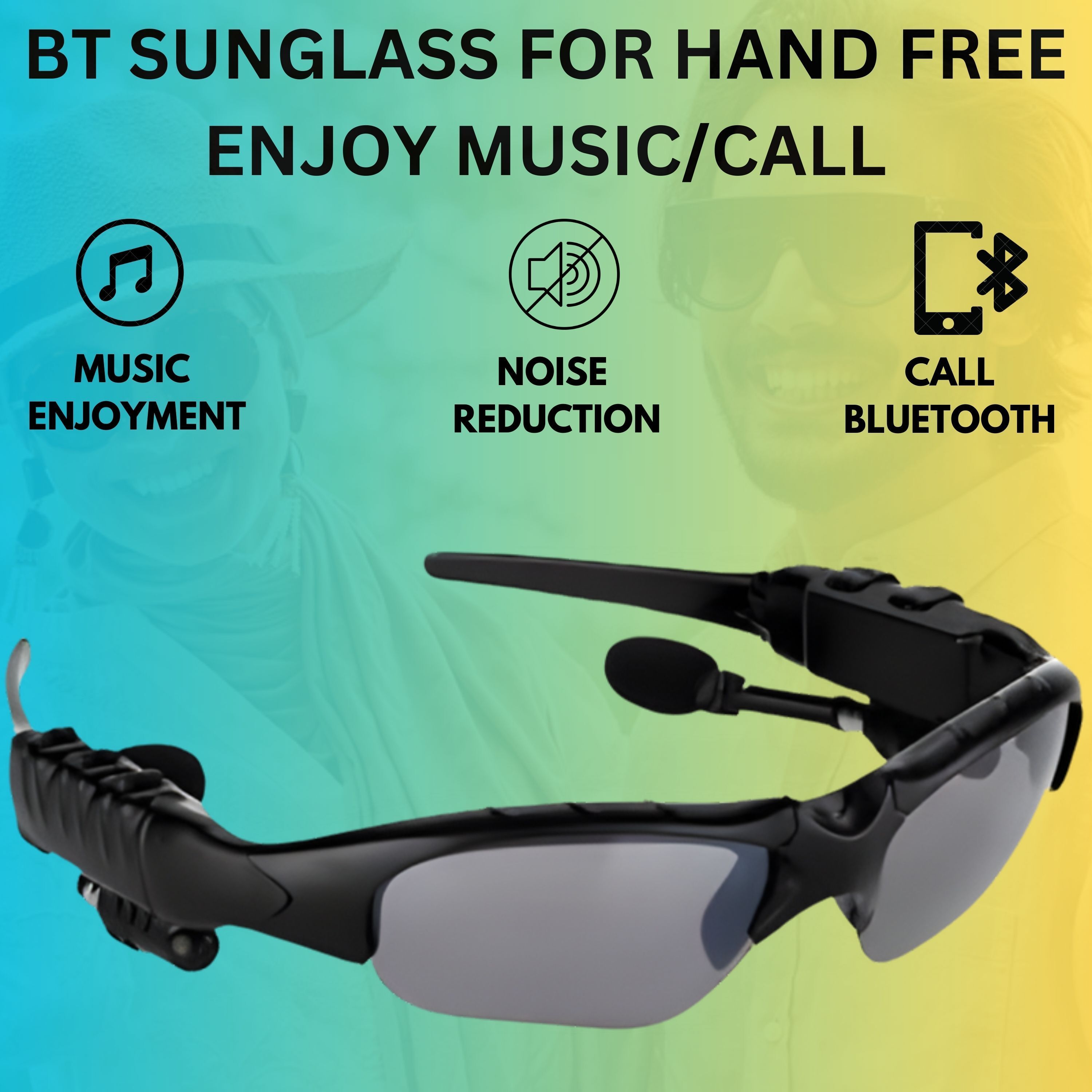 YAROH Bluetooth headset supported sunglass with mic for continuous dynamic MusicR146