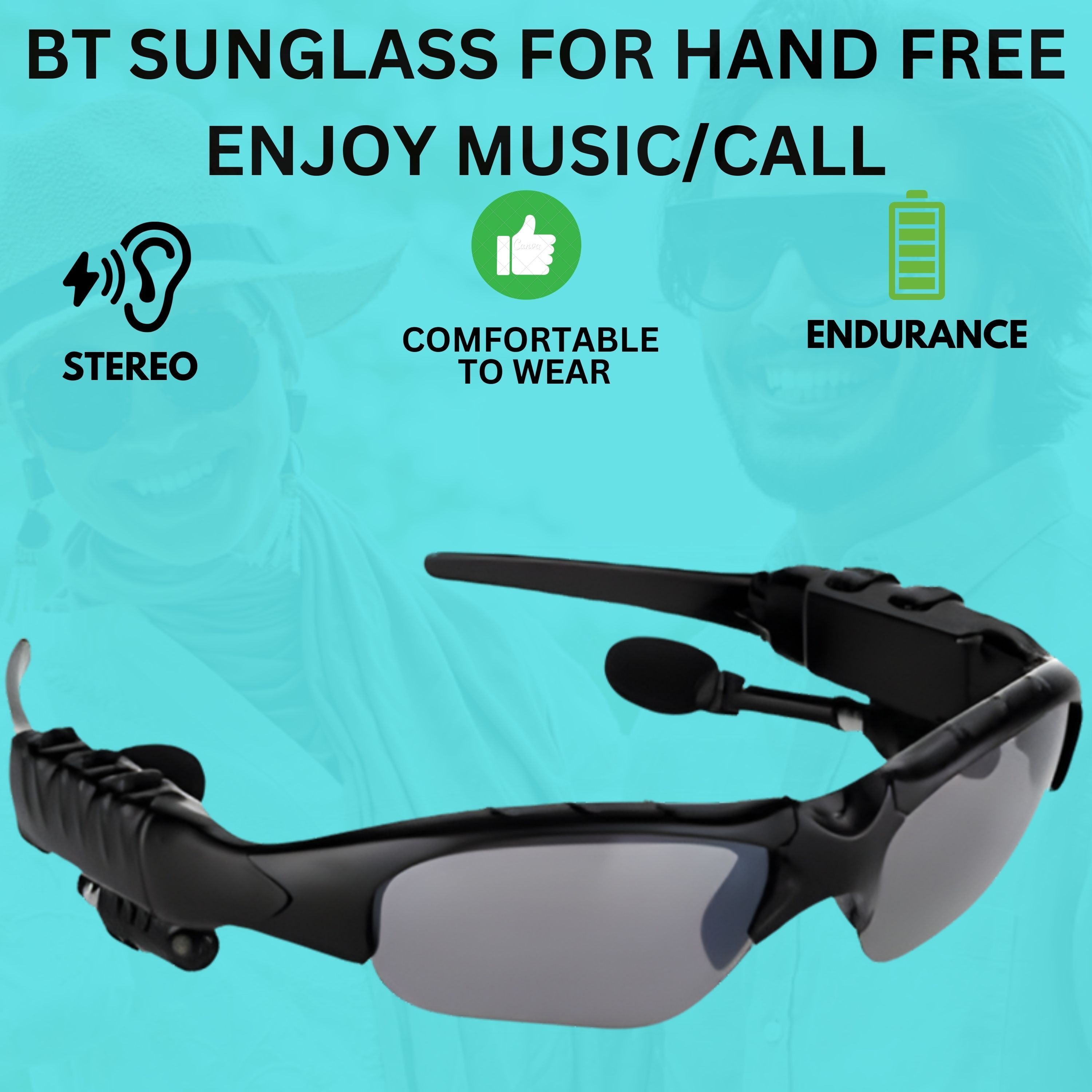 YAROH Bluetooth headset supported sunglass with mic for continuous dynamic MusicG273