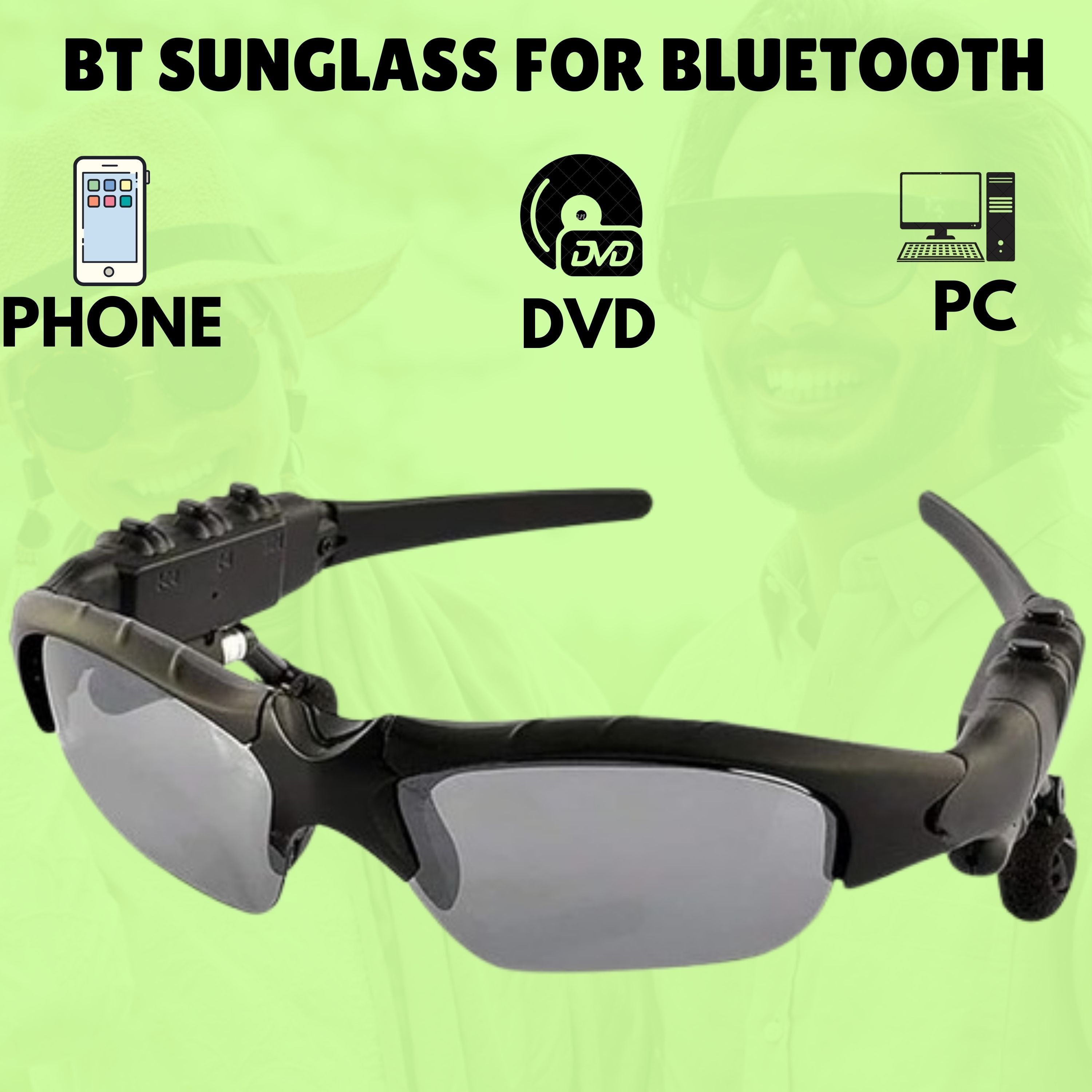 YAROH Bluetooth headset supported sunglass with mic for continuous dynamic MusicR196