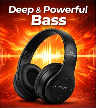 hkglobalhub P47 Wireless Bluetooth Headphones with Mic | 40H Battery with Deep Bass Bluetooth Headset-picture-11