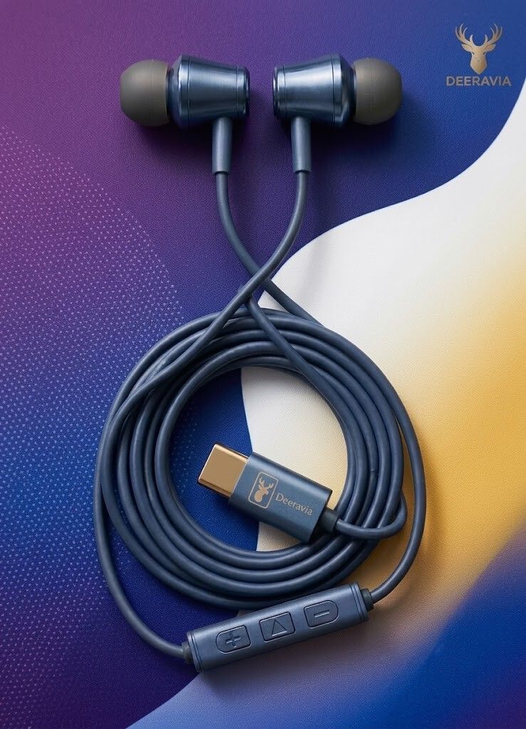 Type-C Earphone|ENC Mic| Premium Earphone| Magnetized Buds pro Phantom Blue X02 Wired Headset-image-33