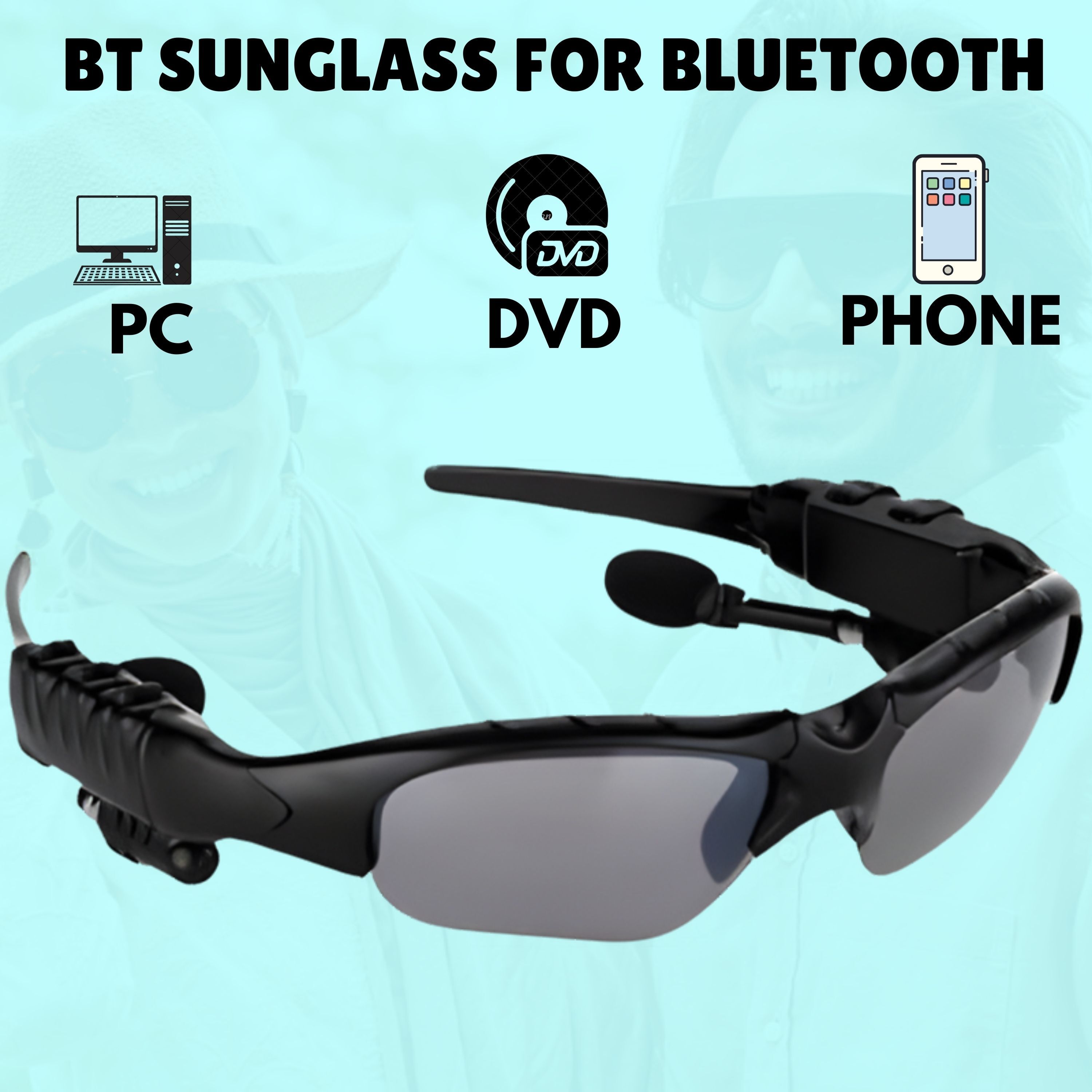 YAROH Bluetooth headset supported sunglass with mic for continuous dynamic MusicG463