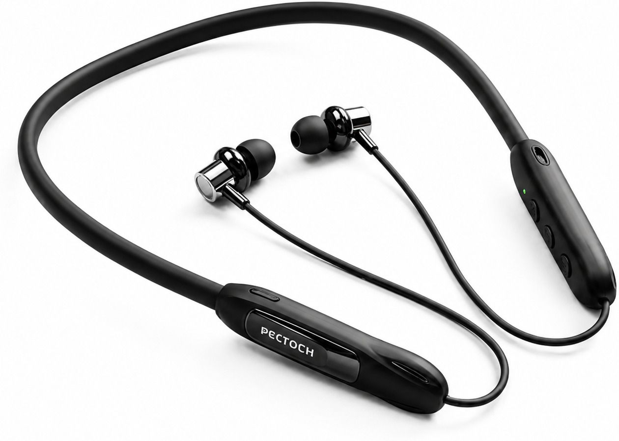 Bluetooth Neckband Earphones with ENC, Fast Charging & Magnetic-Black Bluetooth Headset-image-24