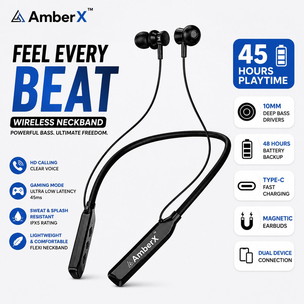 Bluetooth Neckband Pro Deep Bass 45Hr Bluetooth Headset-image-29