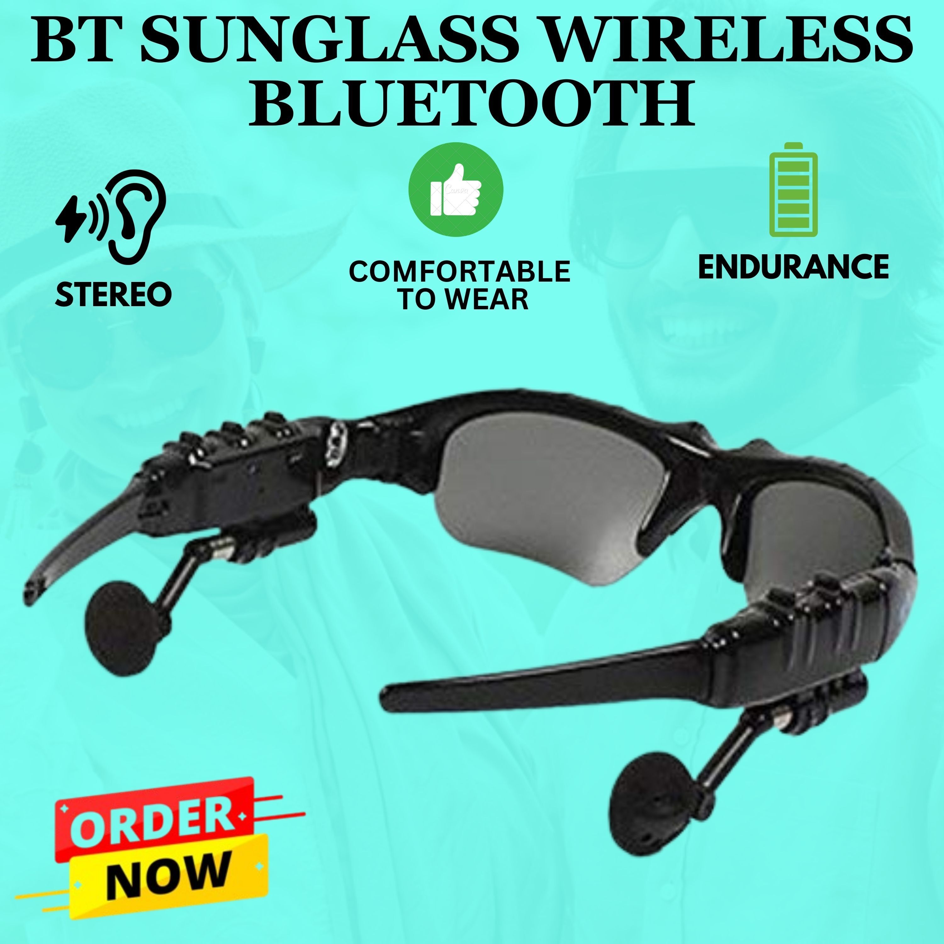 YAROH Bluetooth headset supported sunglass with mic for continuous dynamic MusicR114