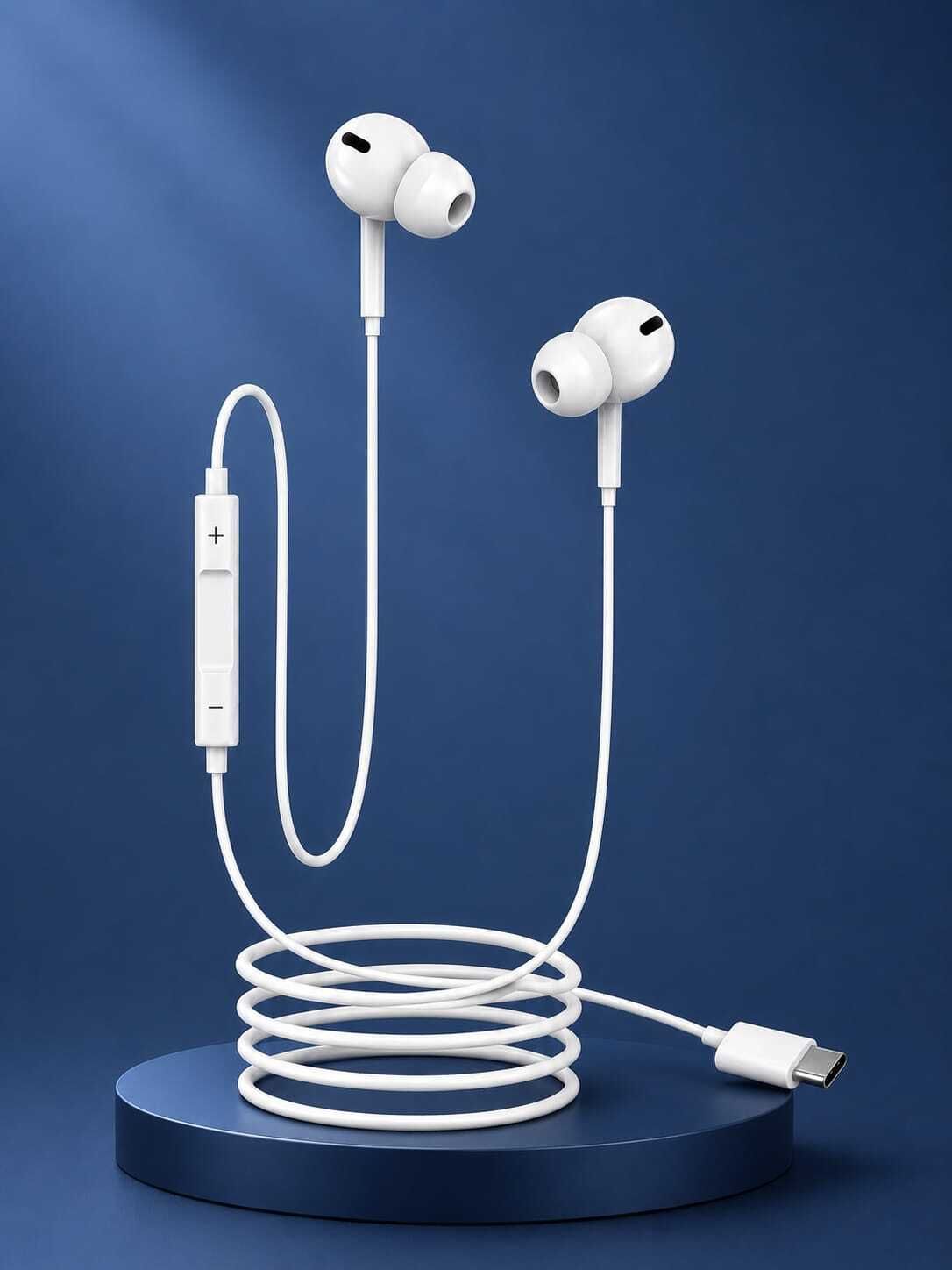 flexxgo Type-C Wired Earphones with Mic, Volume Control, Deep Bass Stereo Earbuds White Wired Headset-picture-17