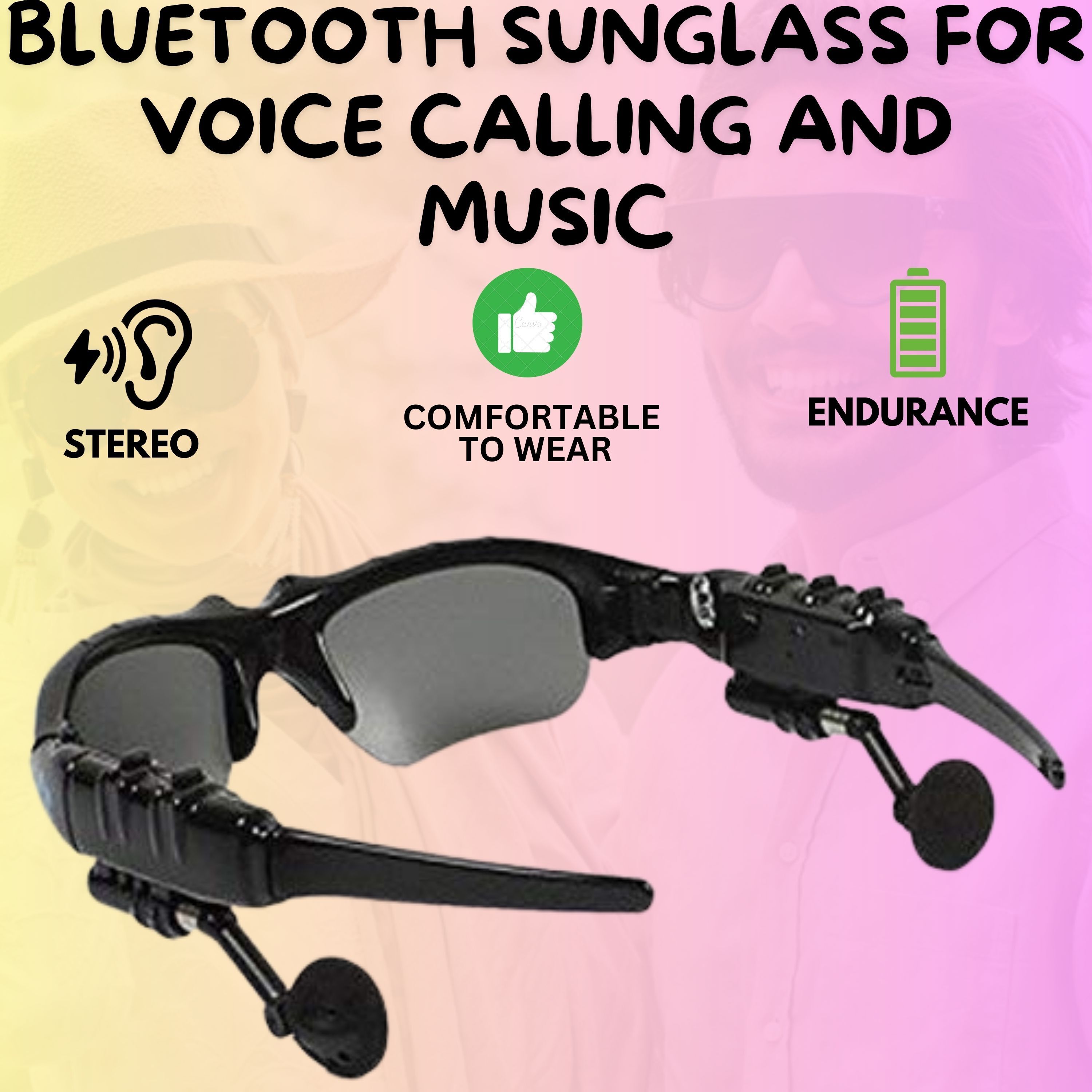 YAROH Bluetooth headset supported sunglass with mic for continuous dynamic MusicB491