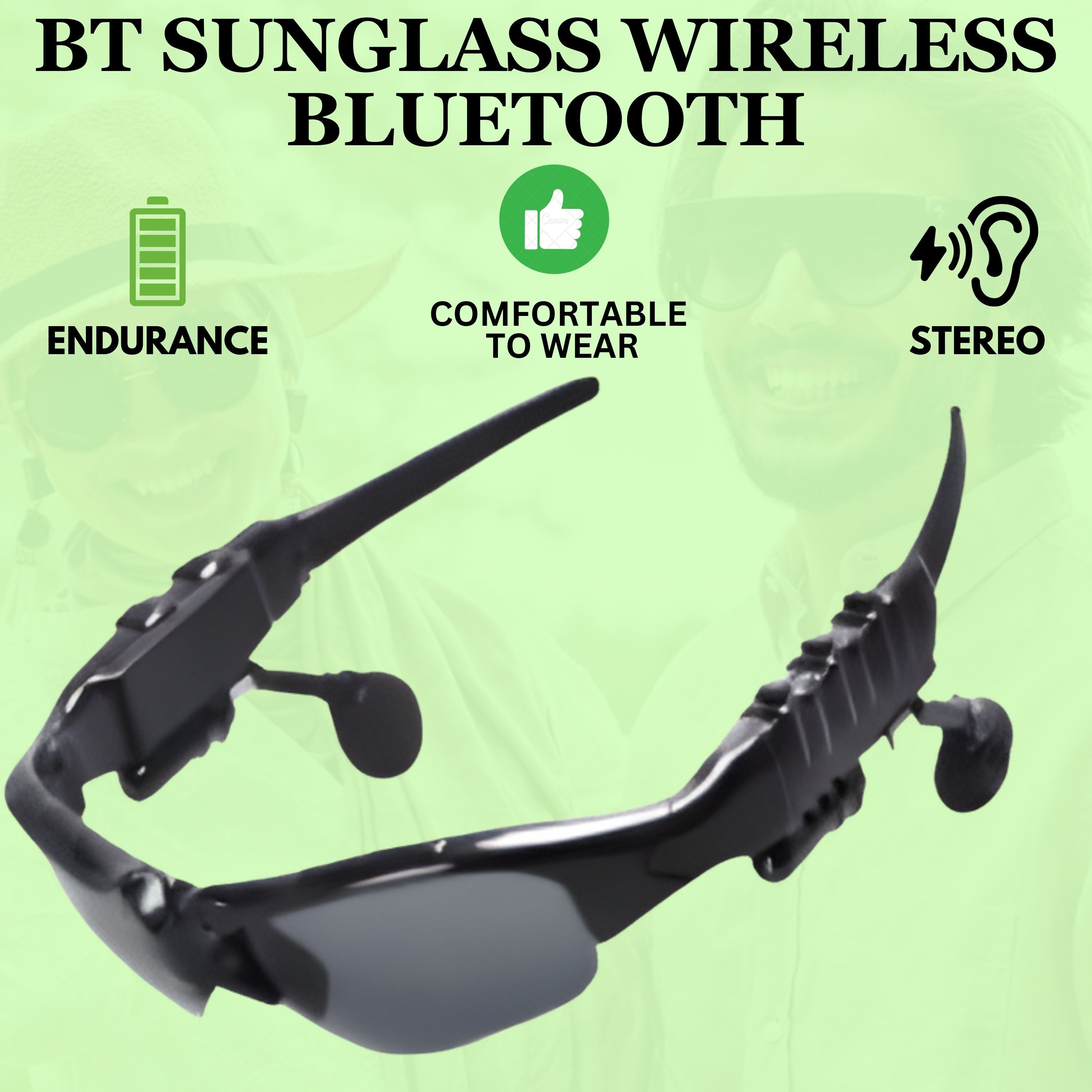 YAROH Bluetooth headset supported sunglass with mic for continuous dynamic MusicG33