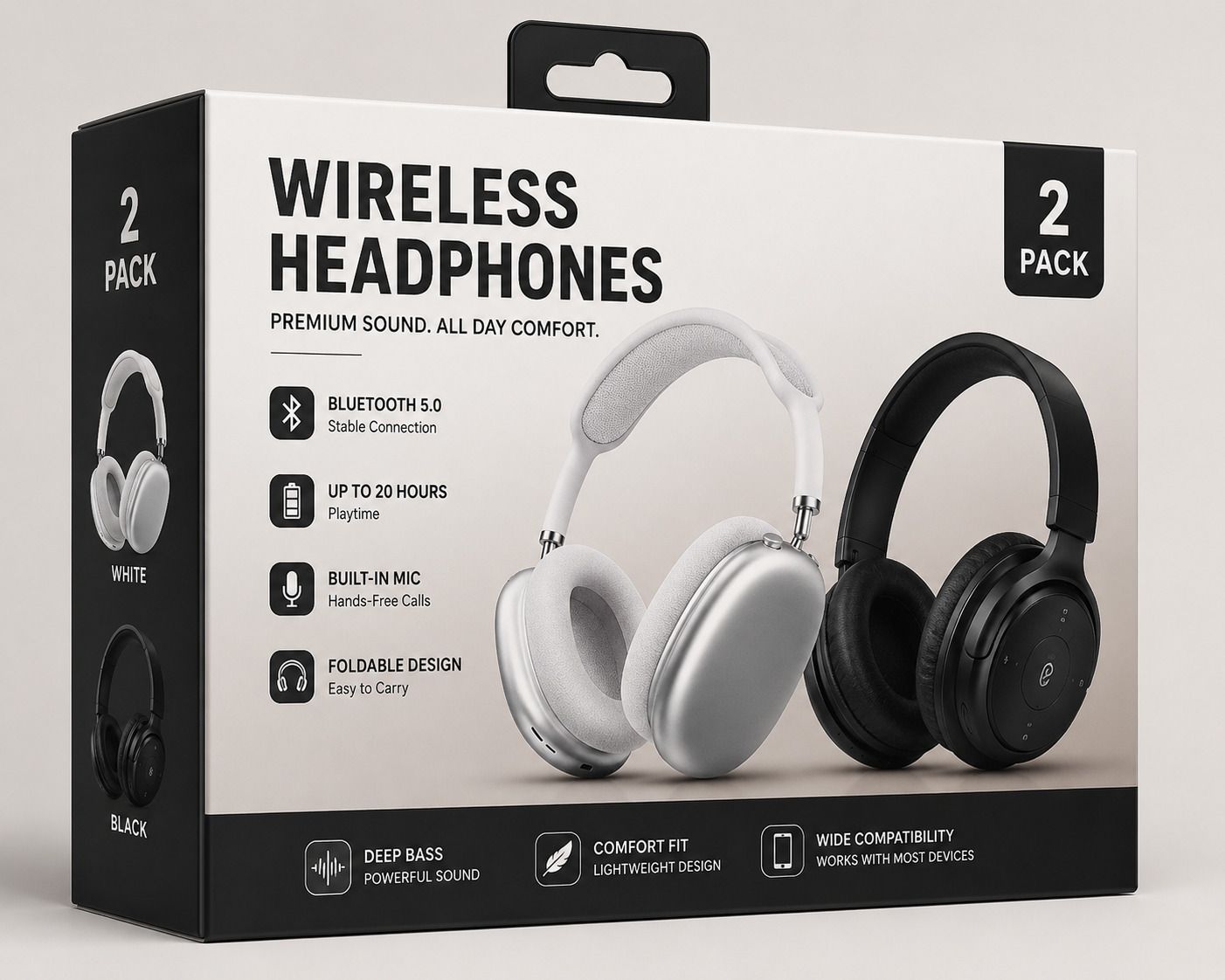 Wireless Over-Ear Headphones Pack of 2 Bluetooth Headset-image-14
