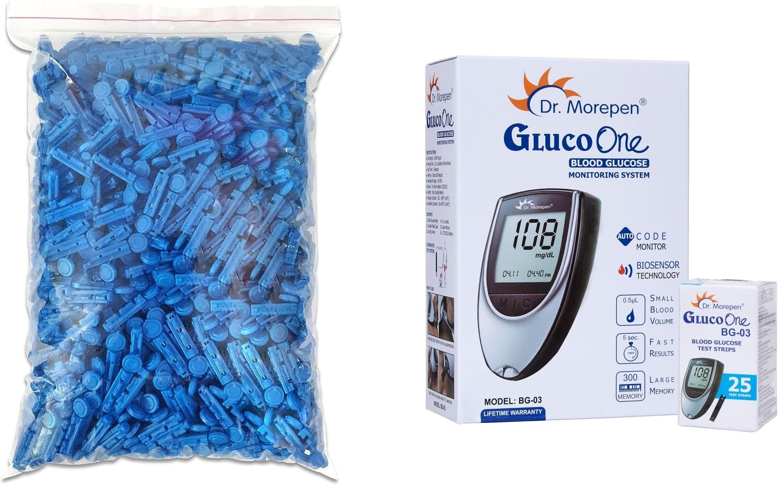 dr. morepen BG-03 BLOOD GLUCOSE MONITORING SYSTEM MACHINE (GREY,BLACK) Glucometer-picture-46