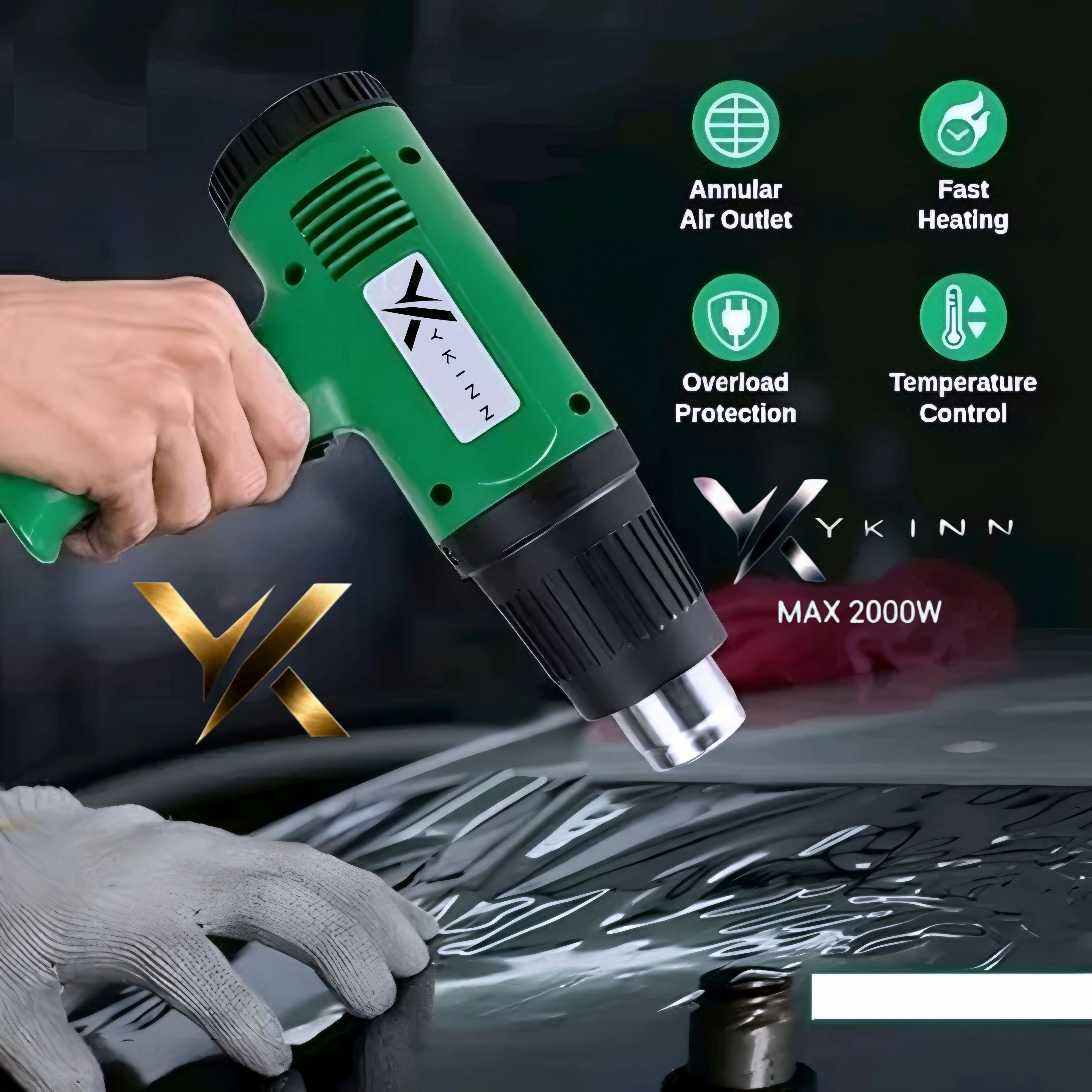 Professional 2000W Dual Temperature Hot Air Heat Gun with 1 Reducer Nozzle 2000 W Heat Gun-image-37