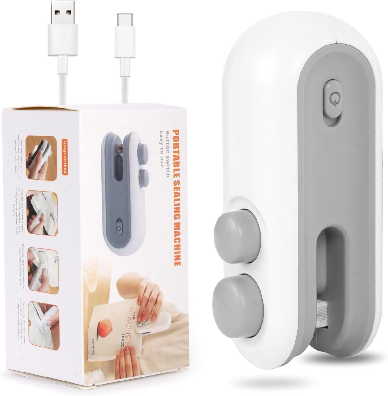 grebe Portable Mini Sealing Machine, 2 in 1 USB Rechargeable Magnetic Heat Sealing Hand Held Heat Sealer-picture-12
