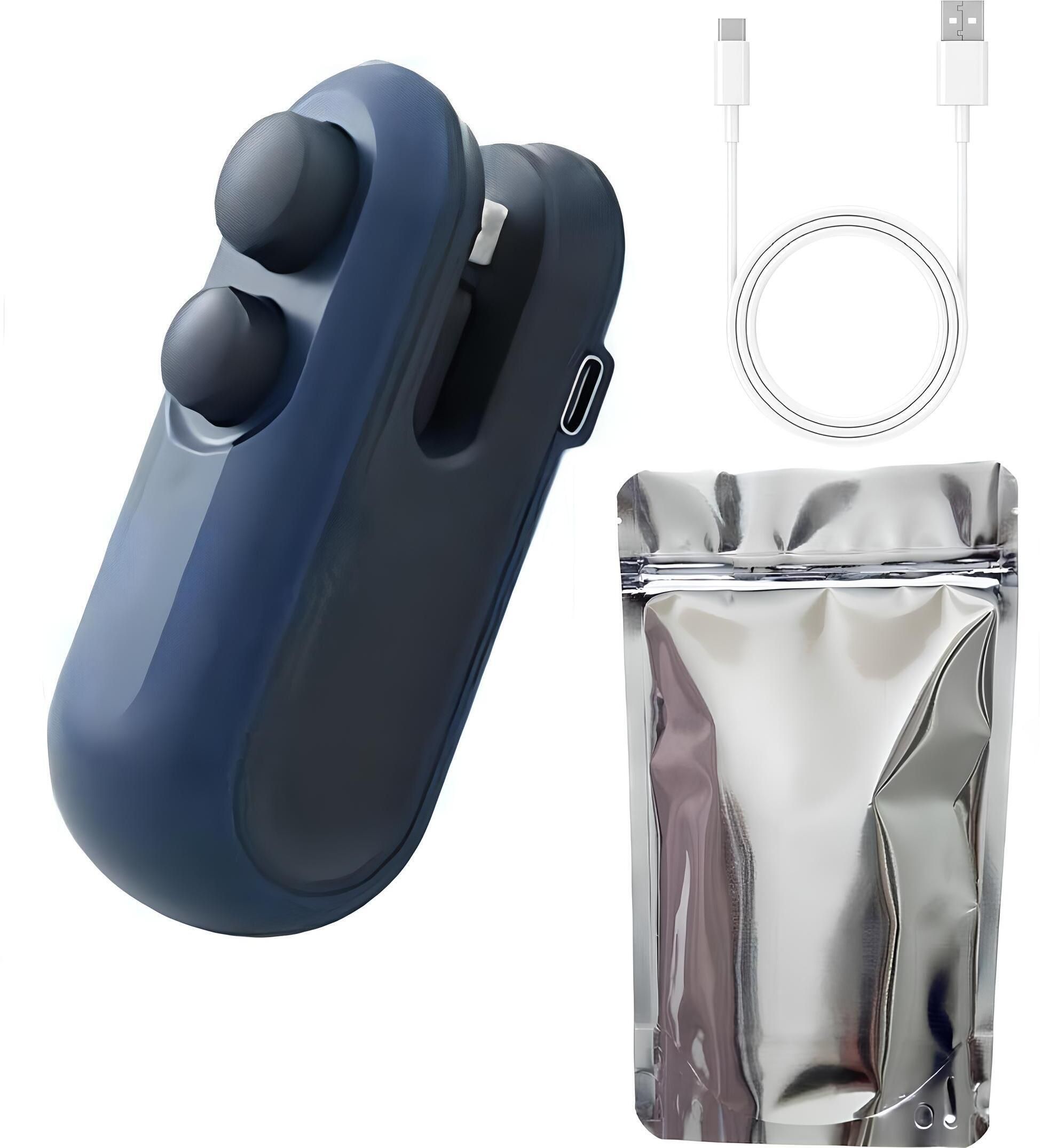 Portable Sealing Machine Mini with 3 pcs Silver Kitchen Storage Pouches (BLUE) Hand Held Heat Sealer-image-33