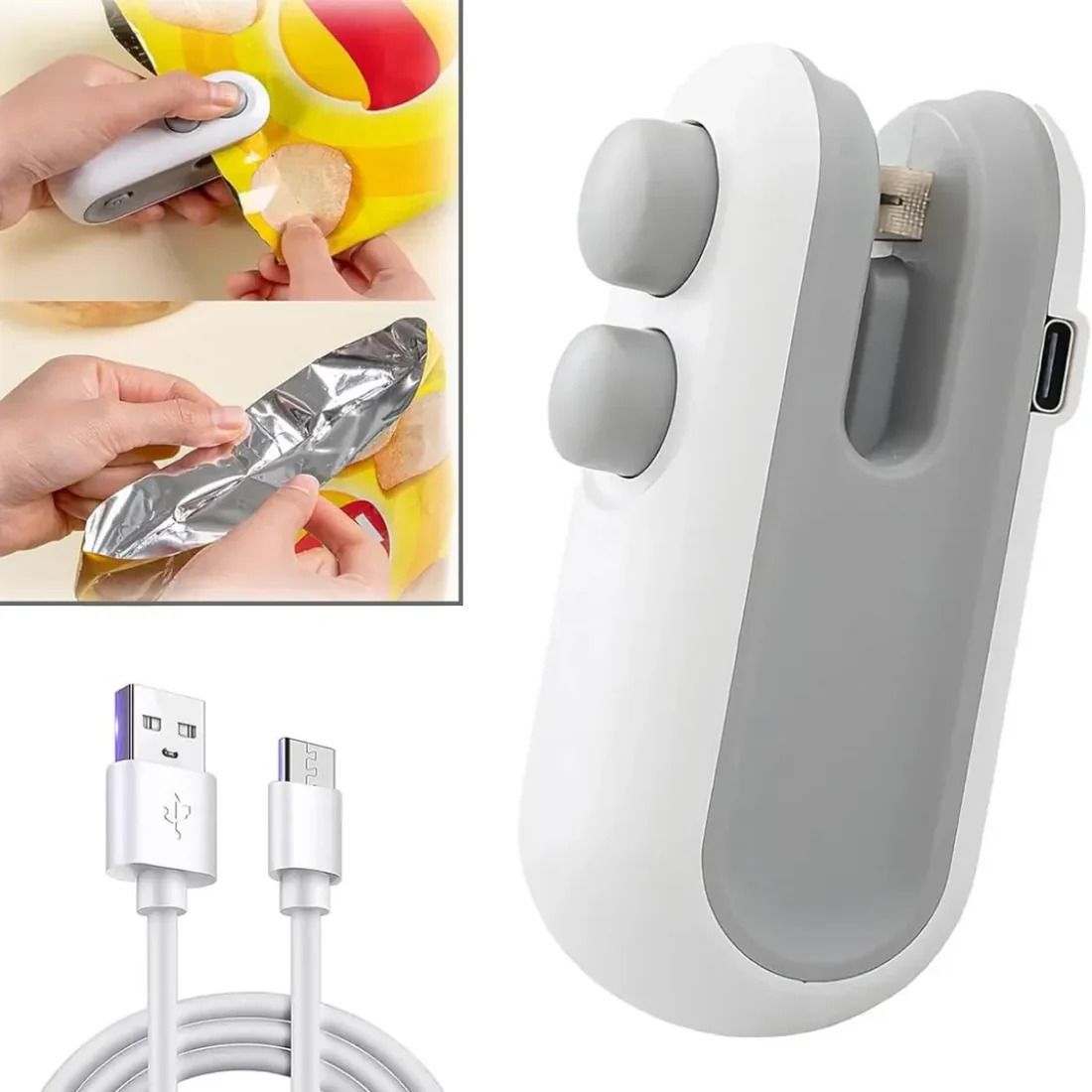 Mini Bag Sealer, 2 in 1 Seal & Cutter Heat Sealers Hand Held Heat Sealer-image-1