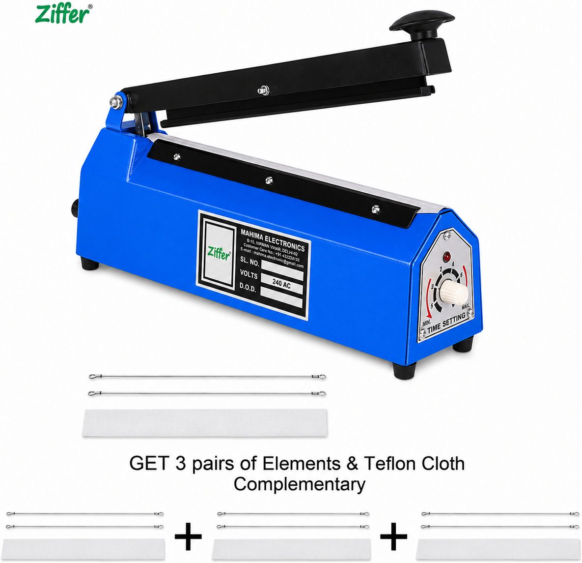 blue colour 8 inch 3 element sealing machine Hand Held Heat Sealer-image-48