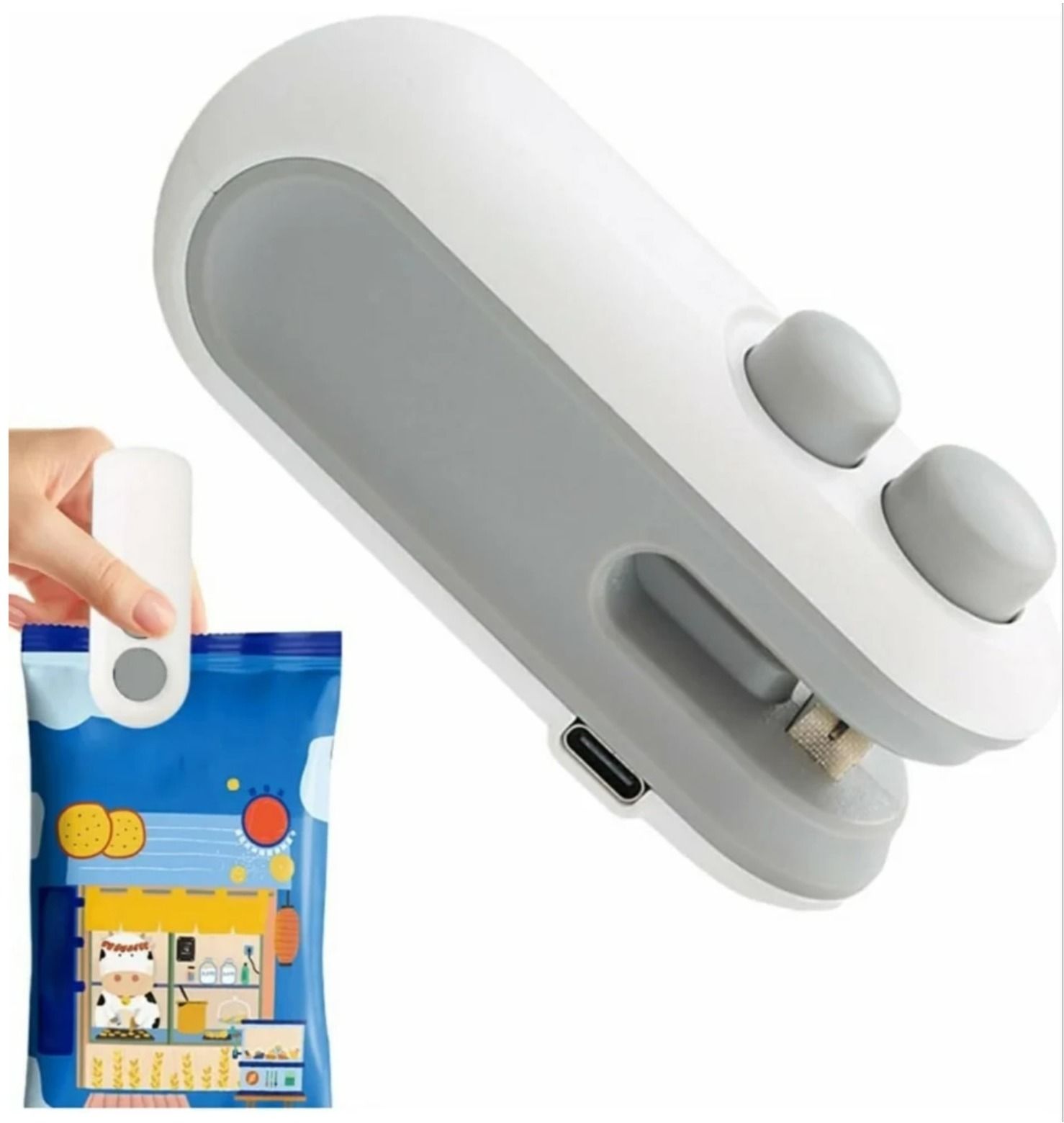 Mini Sealer Machine, 2 in 1 USB Rechargeable Magnetic Heat Sealing & Cutting Hand Held Heat Sealer-image-41