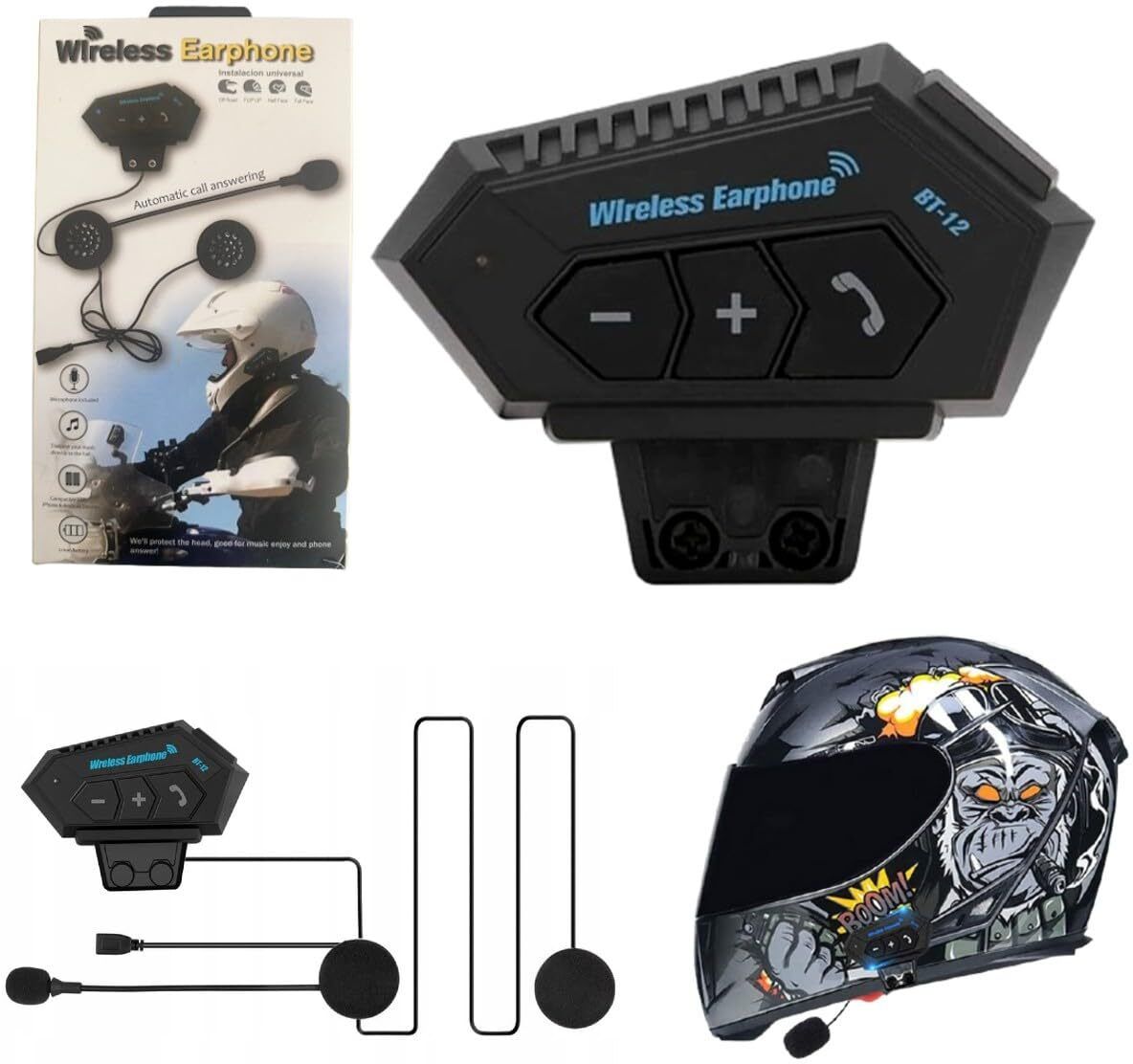Voltegic BT12 On-Ear Helmet Wireless Dual Earphone Bluetooth Calling and Music with Mic Smart Headphones-image-34