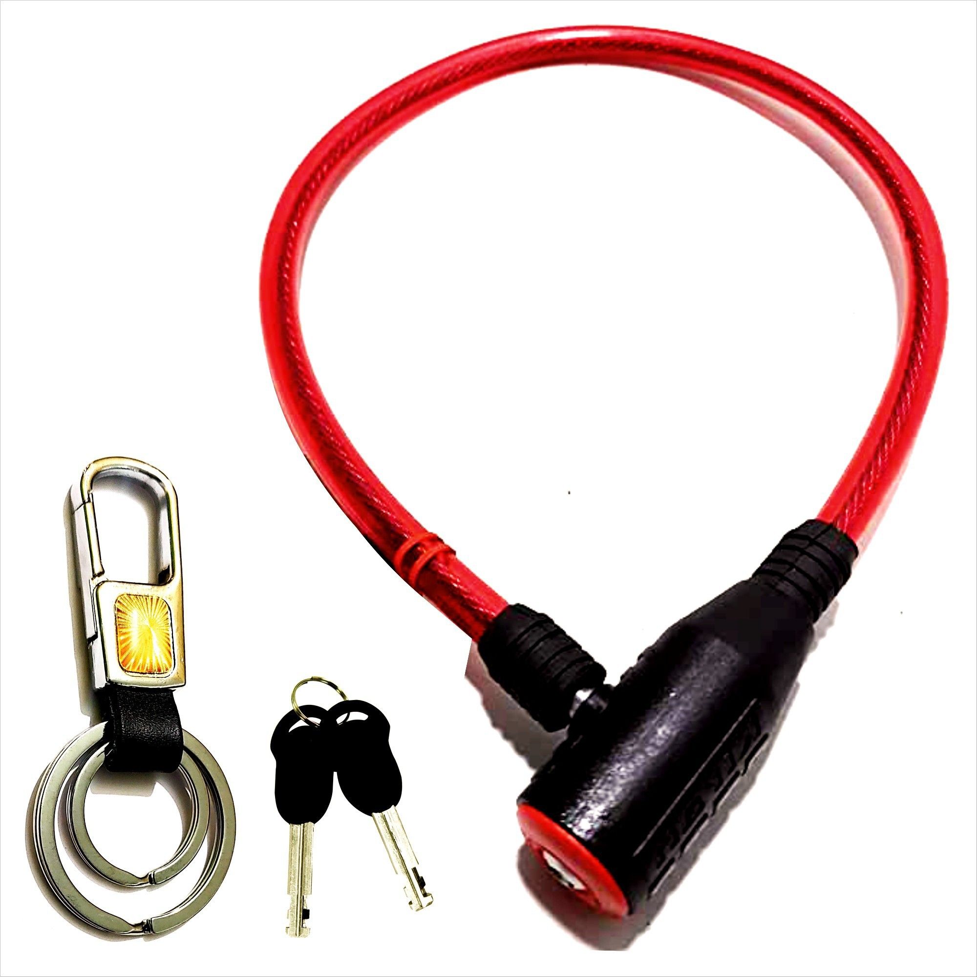 Cable Lock for Cycle, Bicycle, Helmet, Bike, with 2 Keys and Key Chain Bicycle Lock-image-10