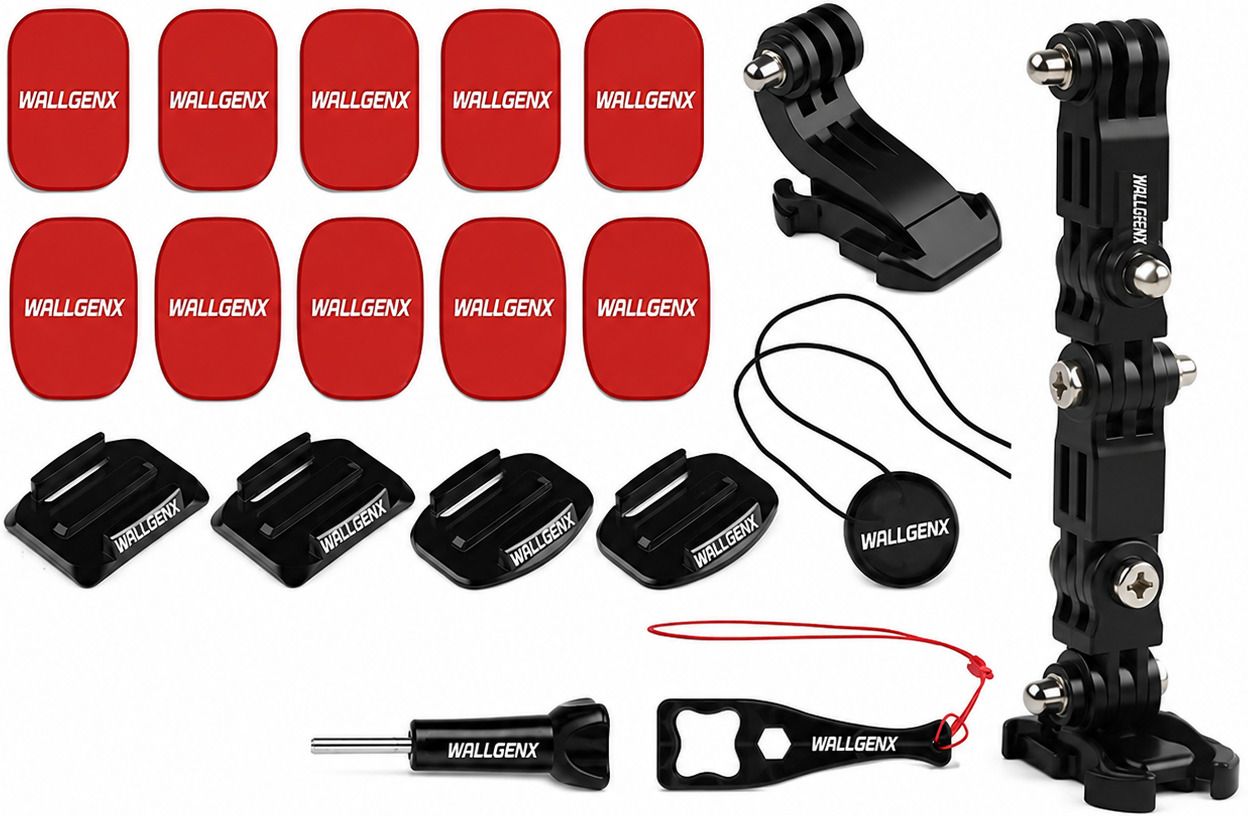 4-Way Helmet Chin Mount for GoPro ( Red Black ) Helmet Mount-image-1