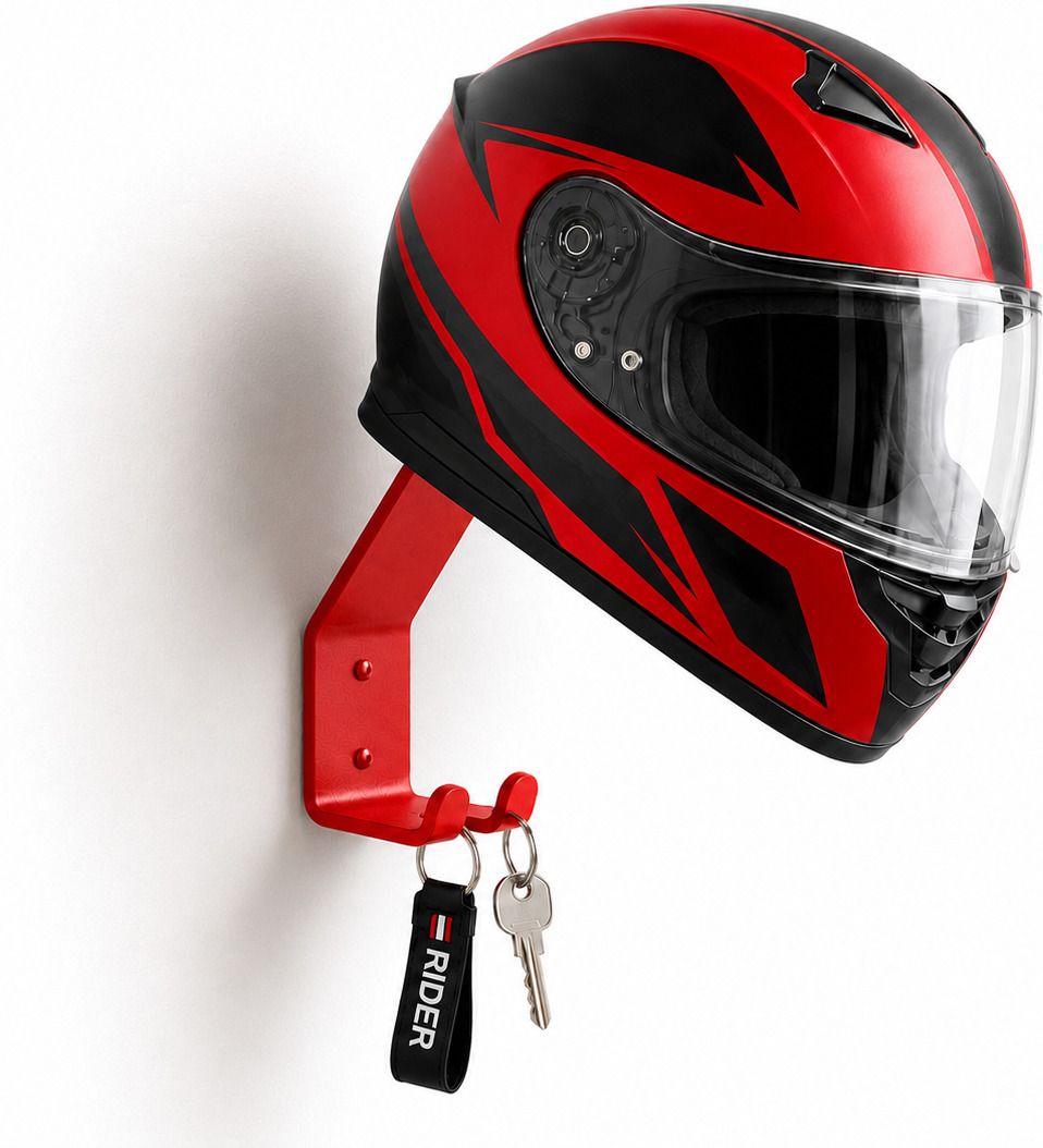 Helmet Wall Mount Holder, Gloves, Jacket,wall hanger Direct Fit Red Helmet Mount-image-13