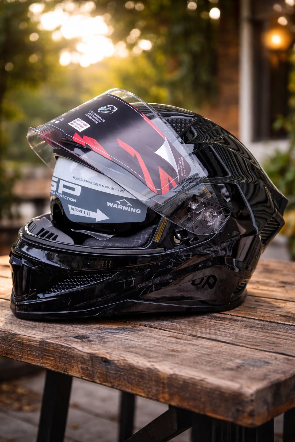 SBH-25 ISS Sharp Glossy Black Full Face ISI Certified 600mm Large Motorsports Helmet-image-9