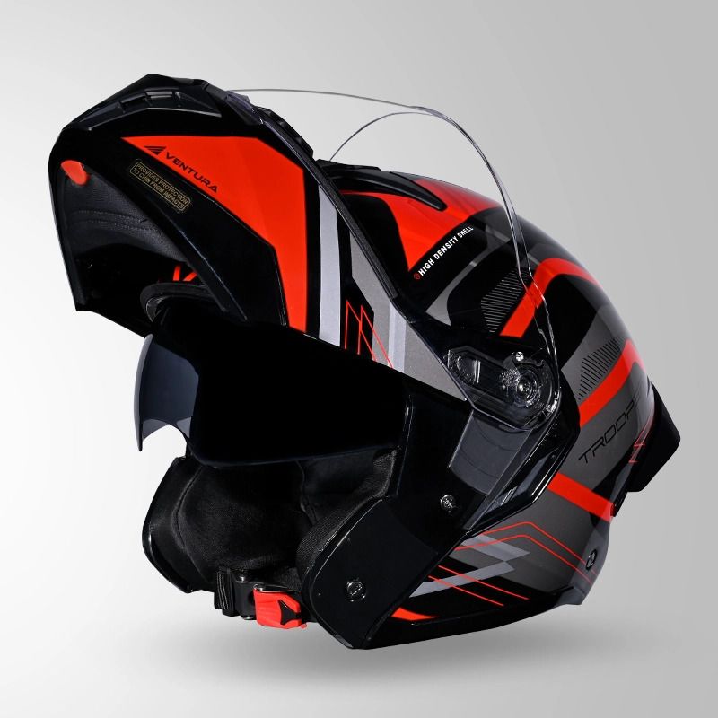 Trooper D3 isi & Dot Certified Flip-up Full Face 600MM with Dual Visor Motorbike Helmet-image-36