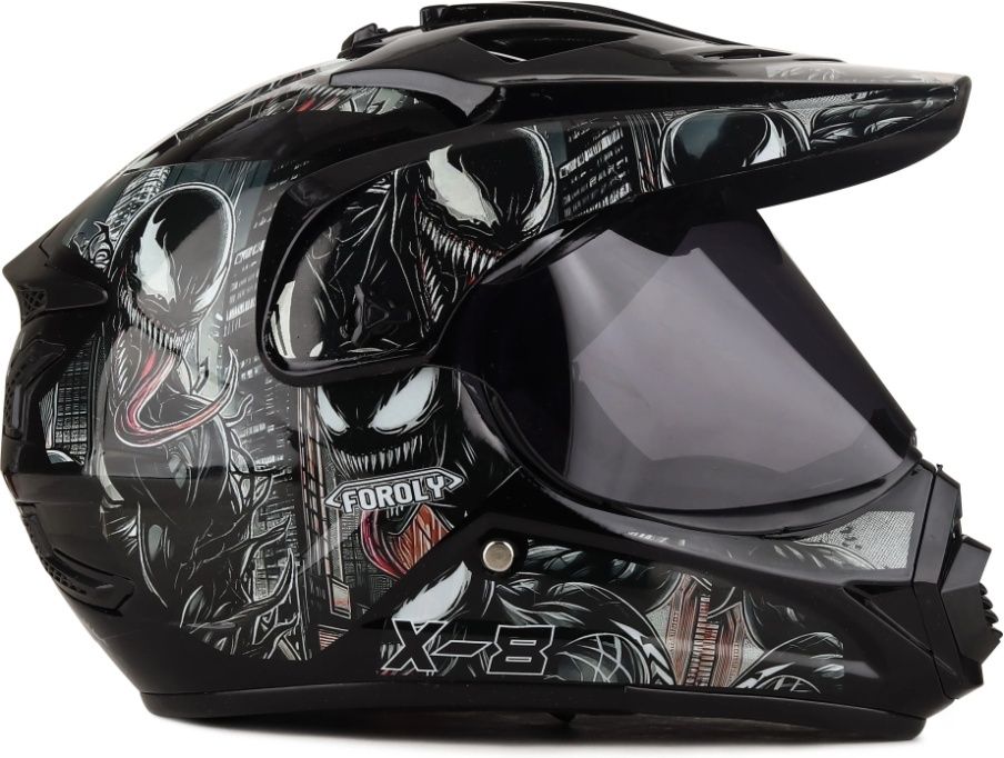 X-8 Venom Motocross Scratch Resistant H8 Visor Motorbike Helmet-image-2