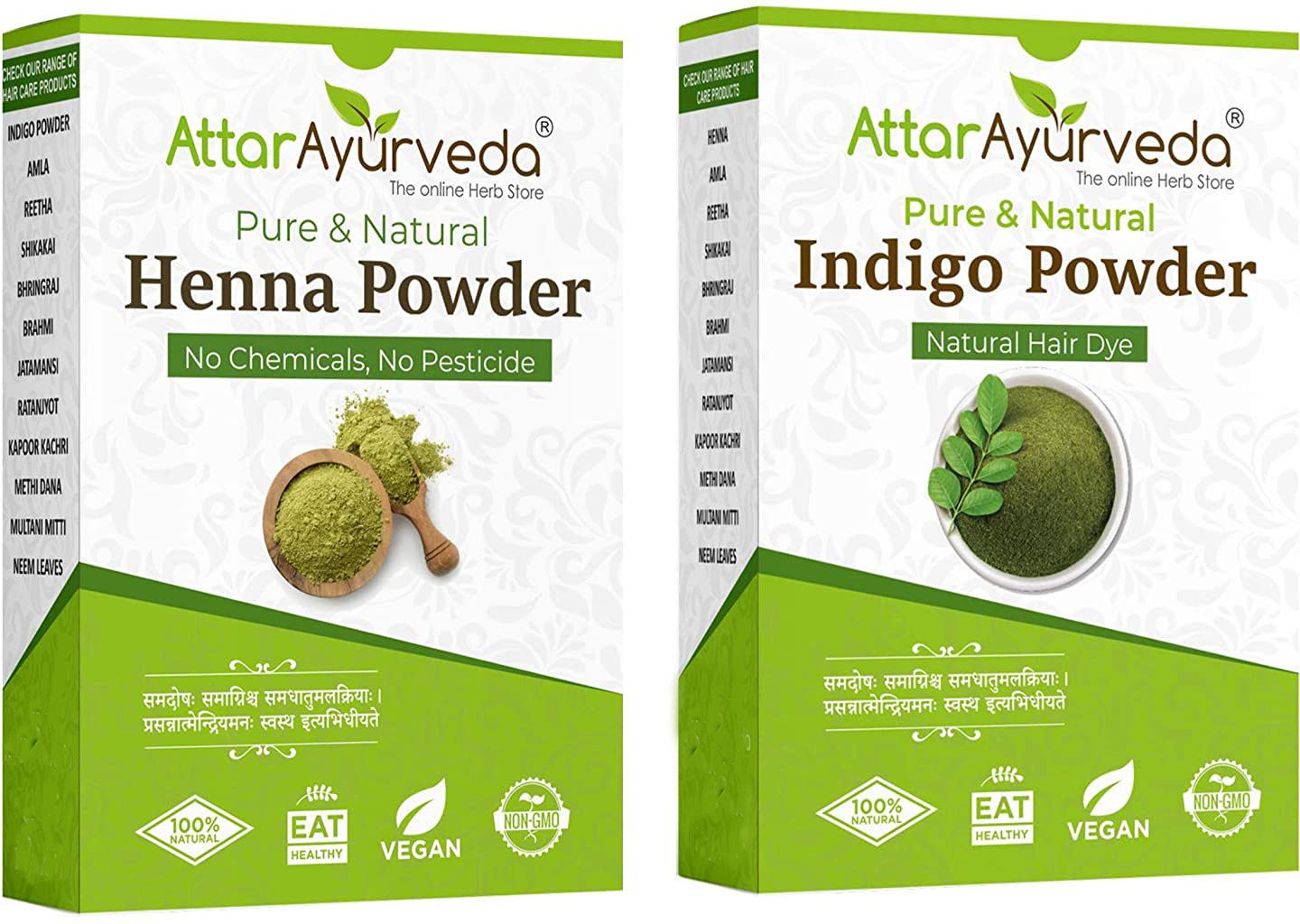 attar ayurveda Natural Dye for Black Hair (Henna Leaves powder, Indigo leaves powder combo pack)-picture-11