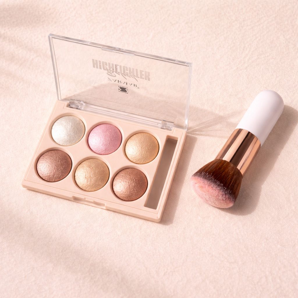 valhalla 6 Color Shimmer Highlighter Palette with Makeup Brush | Face Glow Kit for Women Highlighter-picture-23
