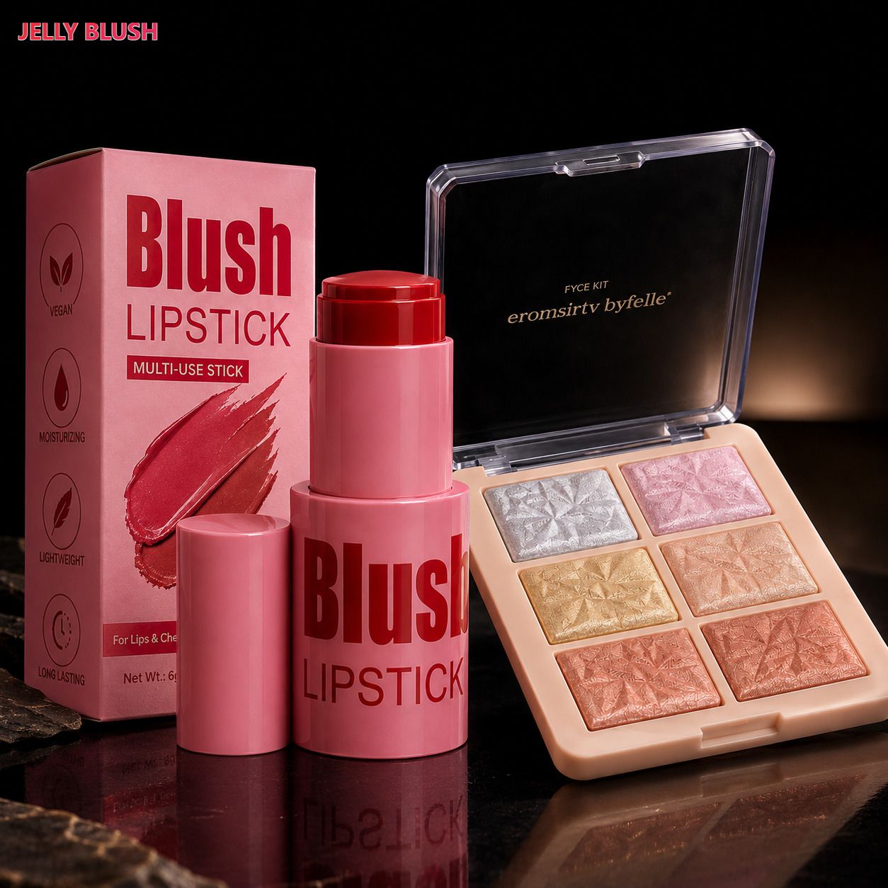 fangruik Jelly Blush Face Kit with Powder Highlight for Everyday Beauty Highlighter-picture-20