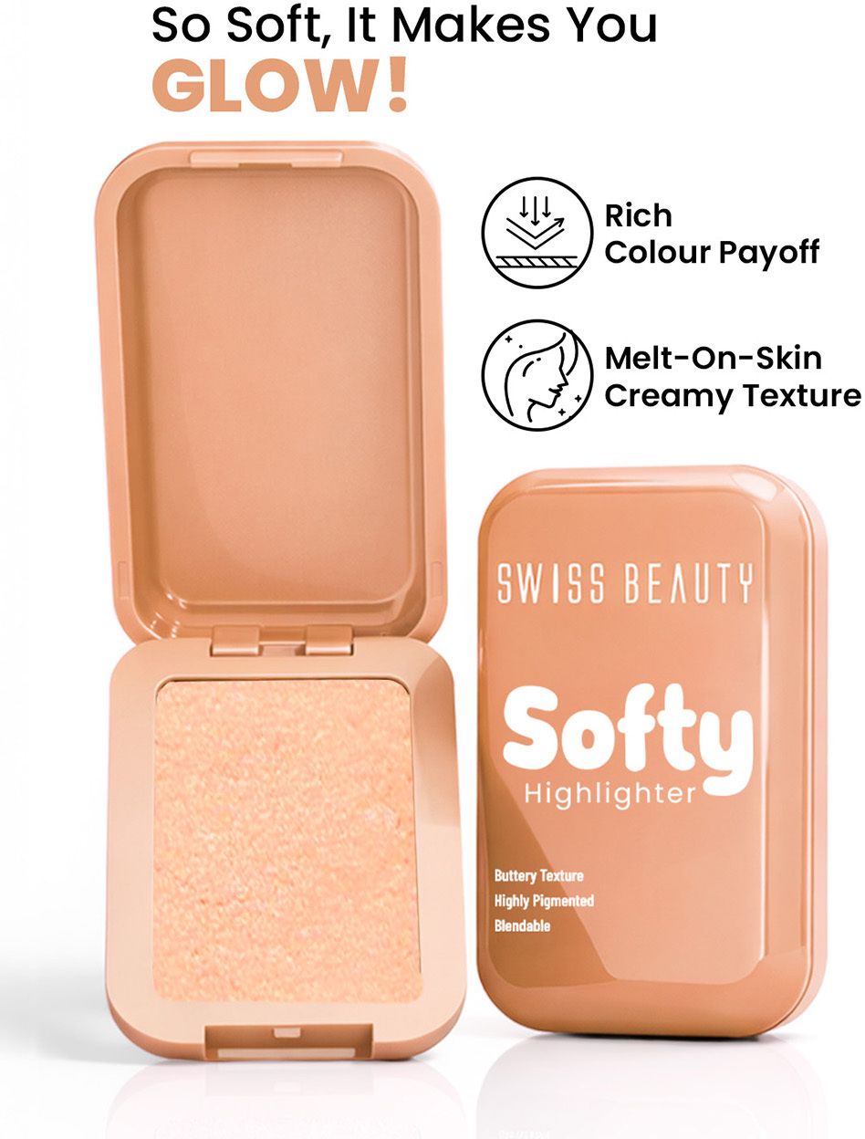 swiss beauty Softy Highlighter | Buttery Texture Blendable | Pigmented Long Lasting Glow Highlighter-picture-33