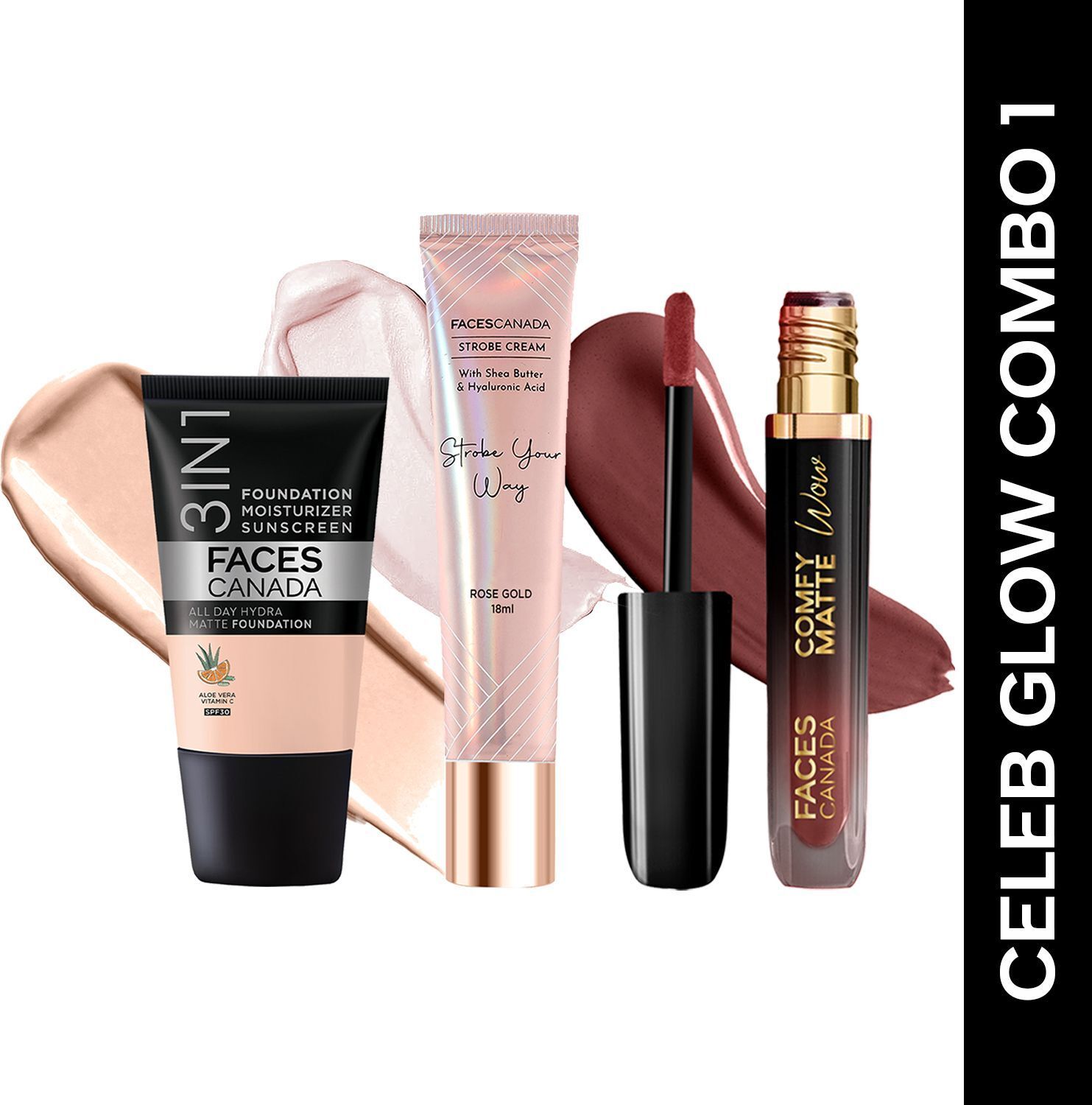 3in1 Foundation(18ml)+ Comfy Matte Wow Lipstick(3.8ml)+ Strobe Cream(18ml) Dewy Highlighter-image-3