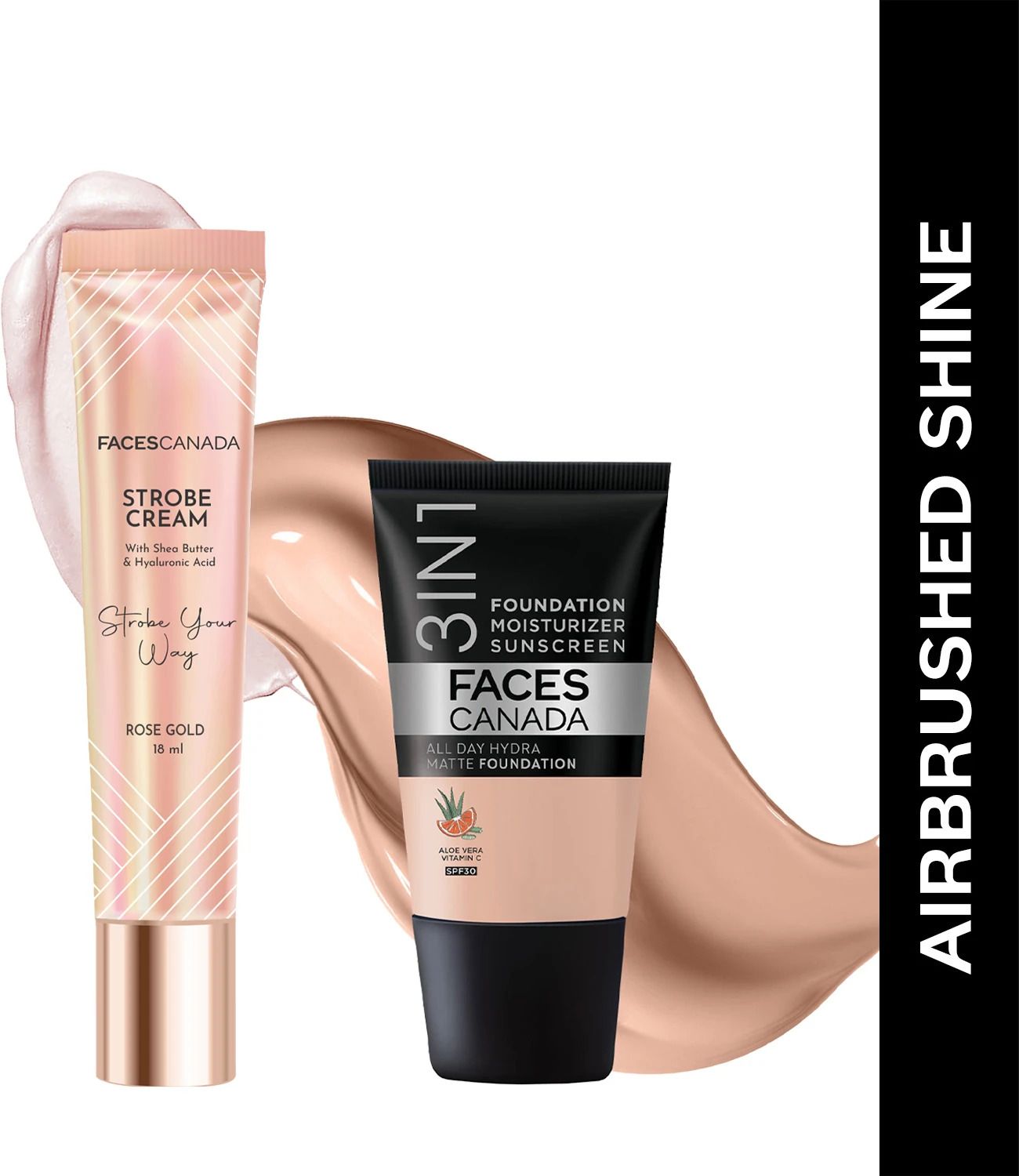 faces canada Hydra Matte Foundation (18ml) + Strobe Cream (18ml) | Lightweight | Glowy Makeup Highlighter-picture-14