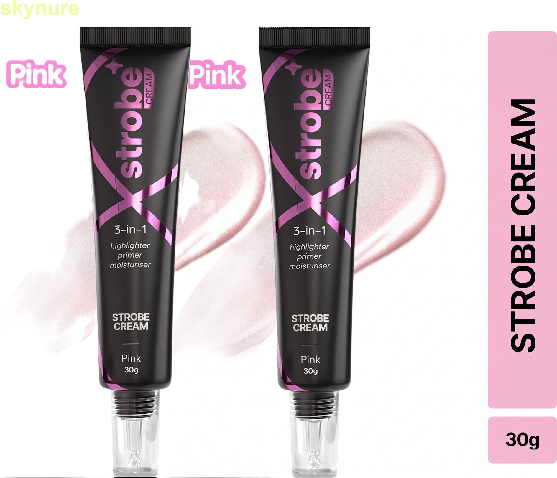 skynure 3-in-1 Pink Strobe Cream 30g Pack of 2 Primer Moisturizer Highlighter-picture-21