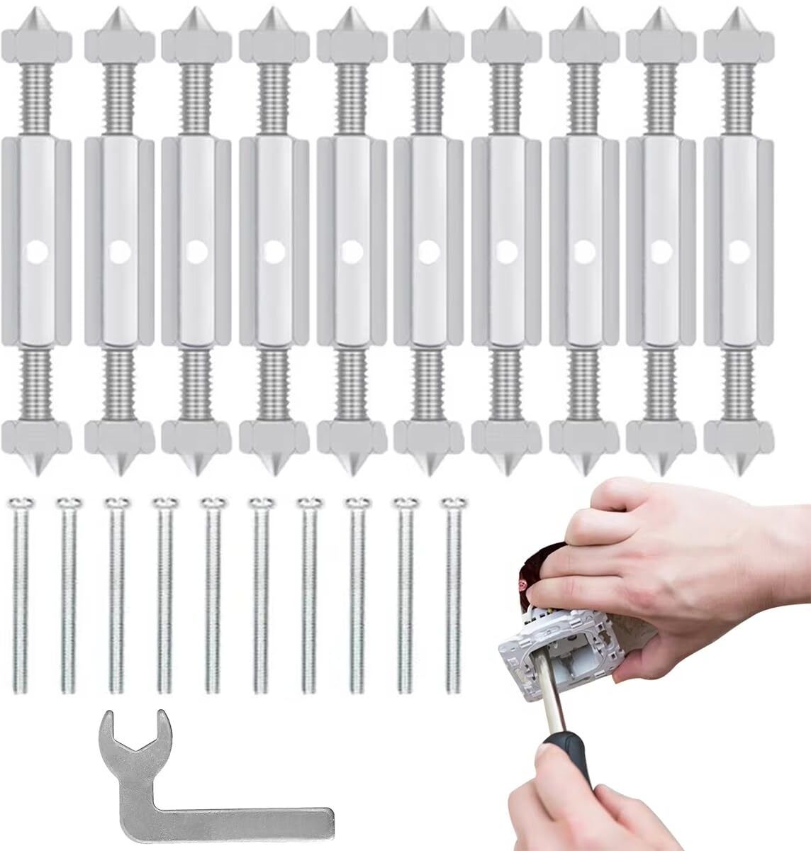 10 Sets 86 Wire Box Repair Kit Universal Socket Outlet 10 Sets 86 Type Electric Outlet Socket Repair Kit Junction Box Screw Tool Set Single Sided Speciality-image-22
