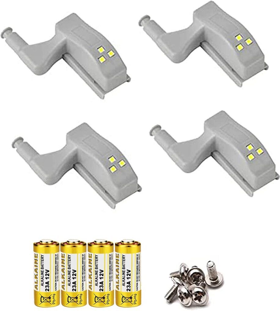 SHOPOGENIX Pack of 4 Cabinet Led Hinge Light Smart Sensor Light for Cupboard Wardrobe Motion Sensor Light