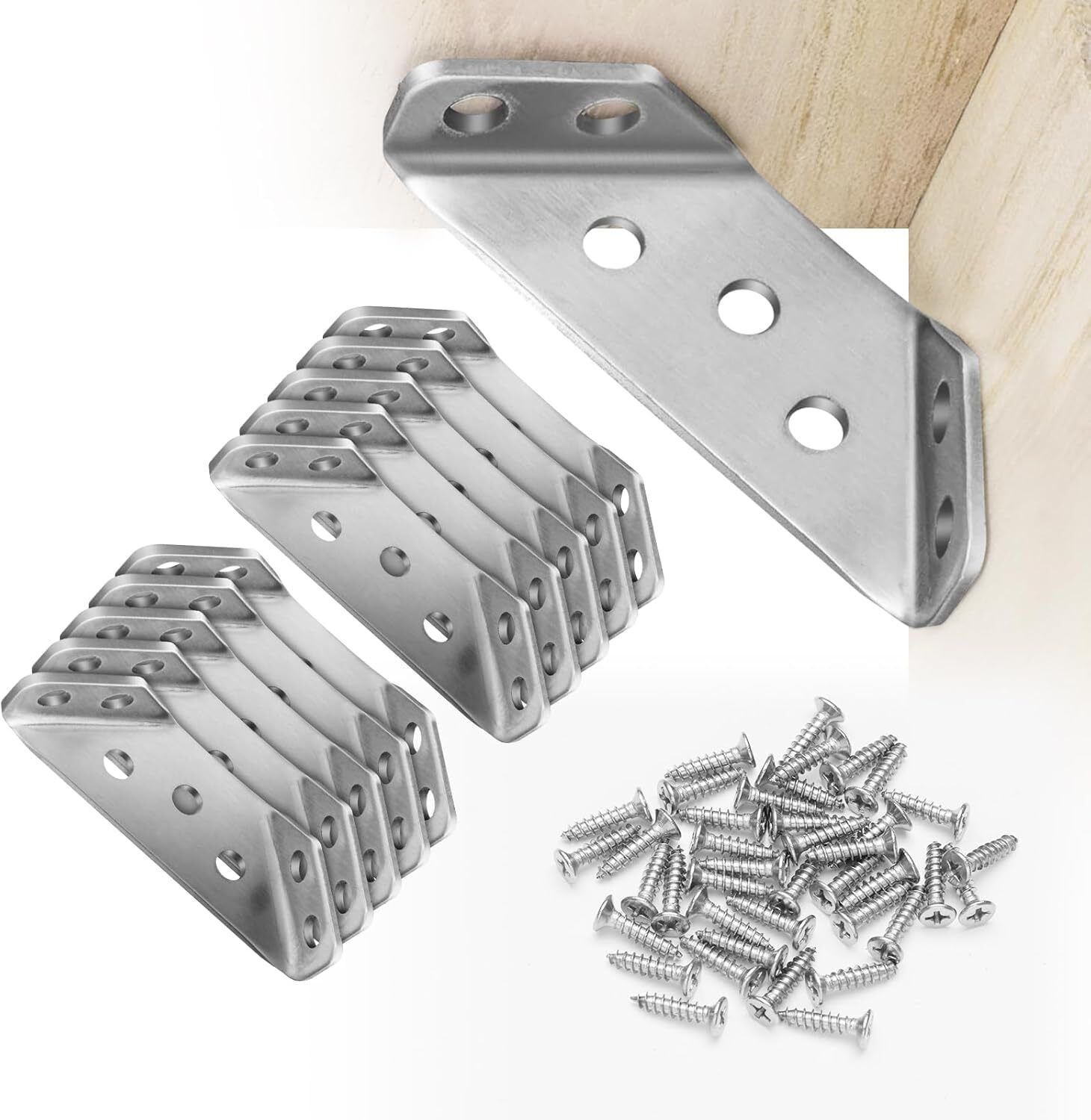 bbbikini Premium Stainless Steel Corner Bracket Universal Metal Hardware and Wood Frame D 6.50cm Shelf Bracket-picture-39