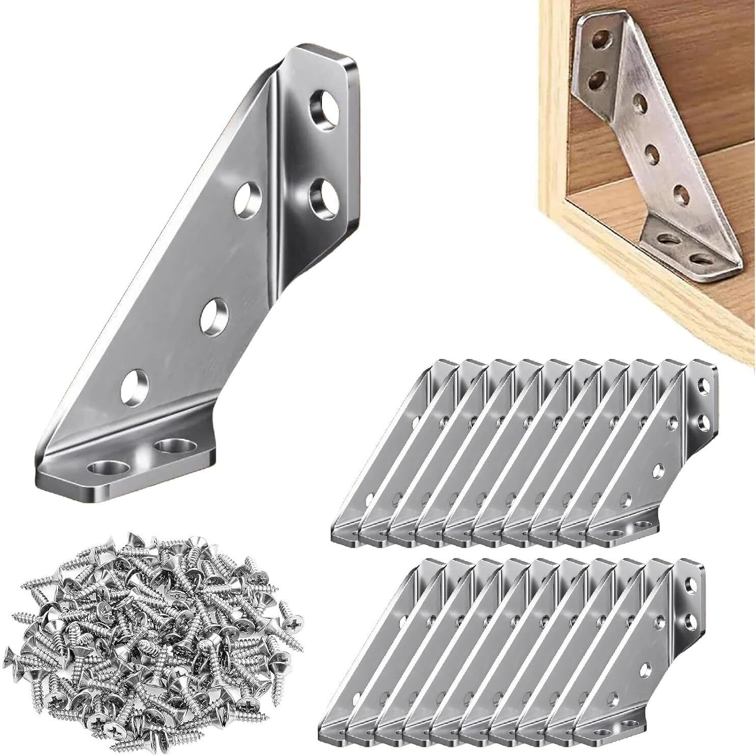 cypat Heavy Duty Stainless Steel Universal Furniture Corner Connector Brackets&Screw B 6.50 cm Shelf Bracket-picture-19
