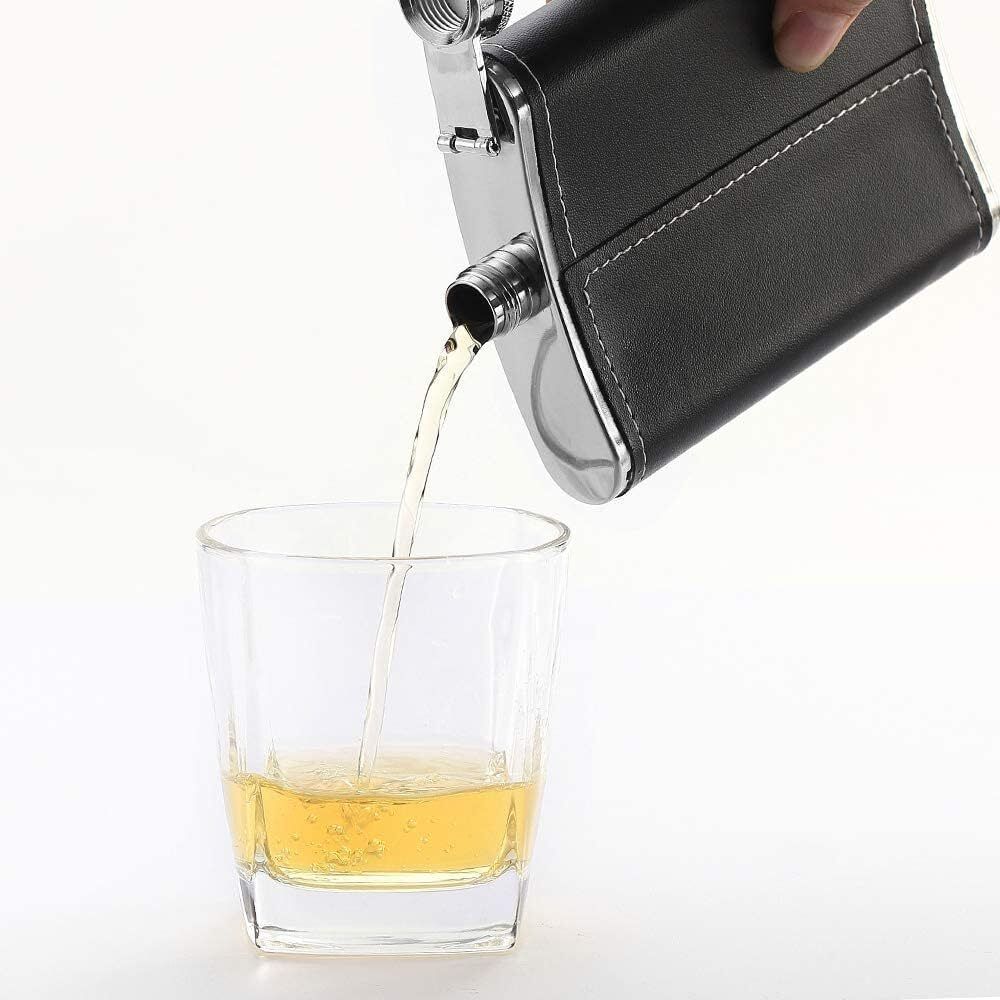 Premium 8 Oz Stainless Steel Hip Flask Wrapped in PU Leather Finish Stainless Steel & PU Leather Hip Flask-image-46