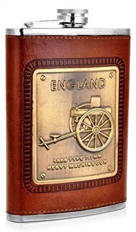 Stitched Leather Hip Flask 8 oz (230 Ml), England Design Wine Whiskey bottle Stainless steel Hip Flask-image-30